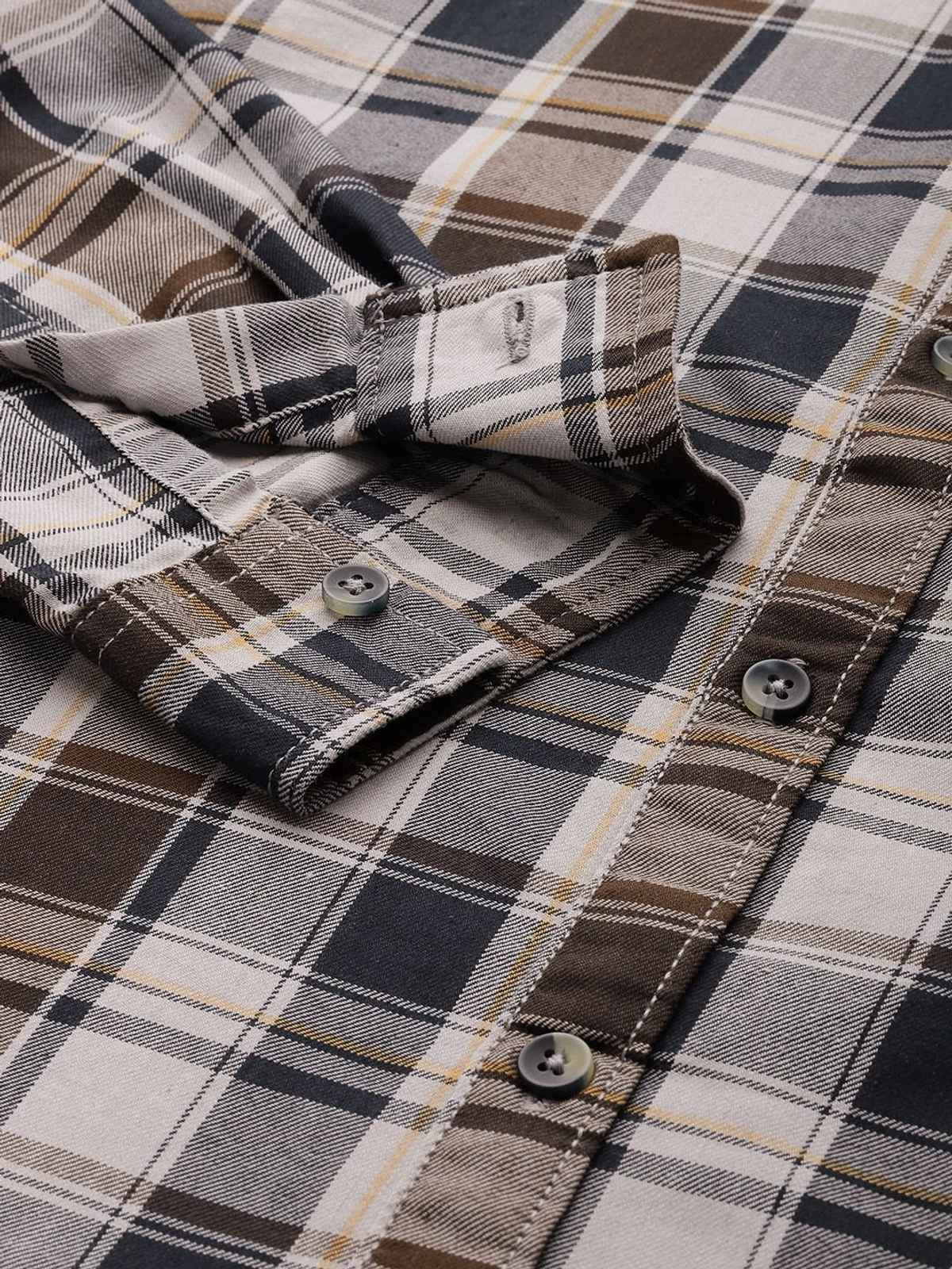 The Indian Garage Co Men's Regular Fit Checkered Casual Shirt | Multicolour - XL