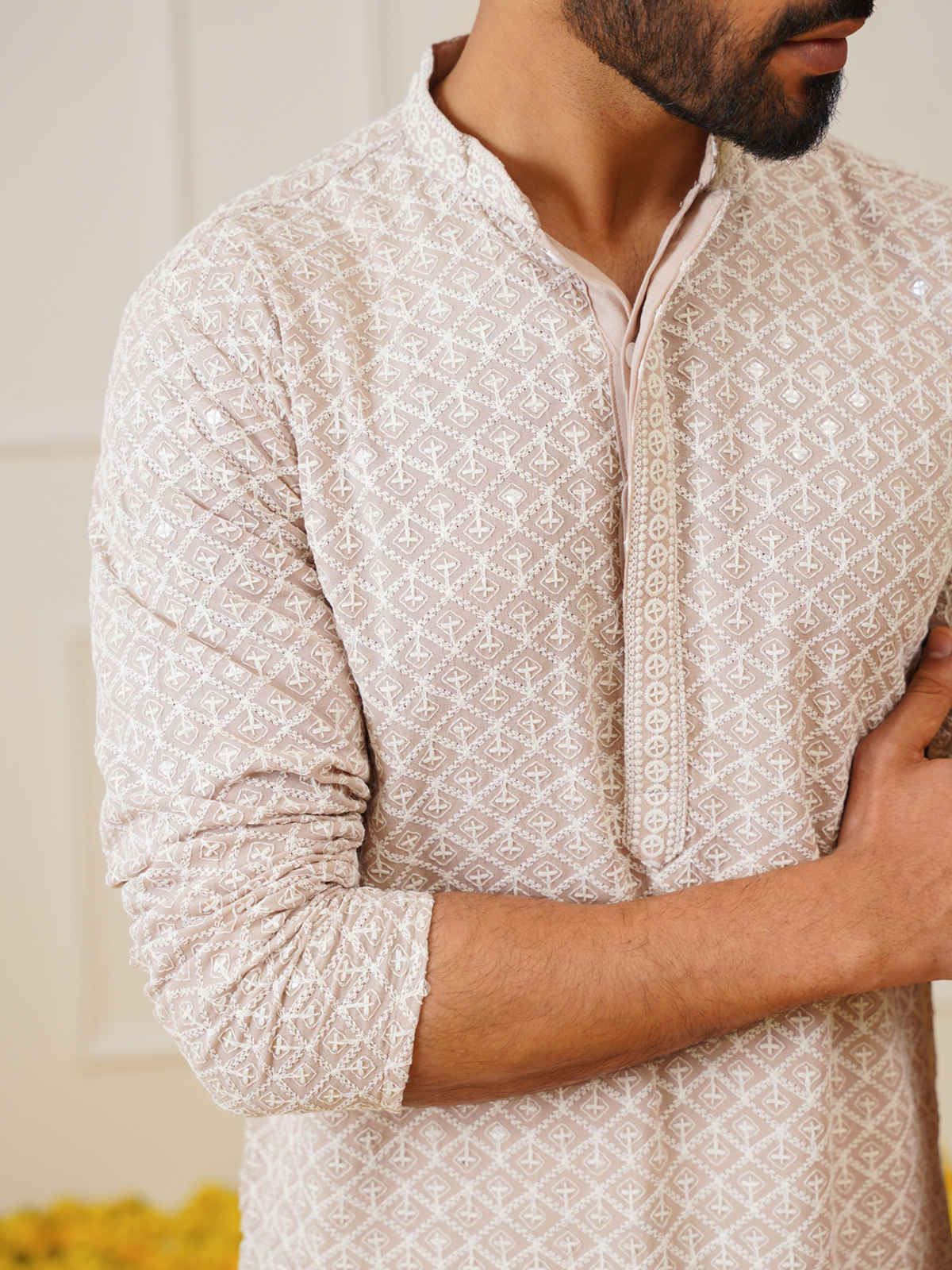Jompers Men's Kurta | Ko 5005 | Beige - S