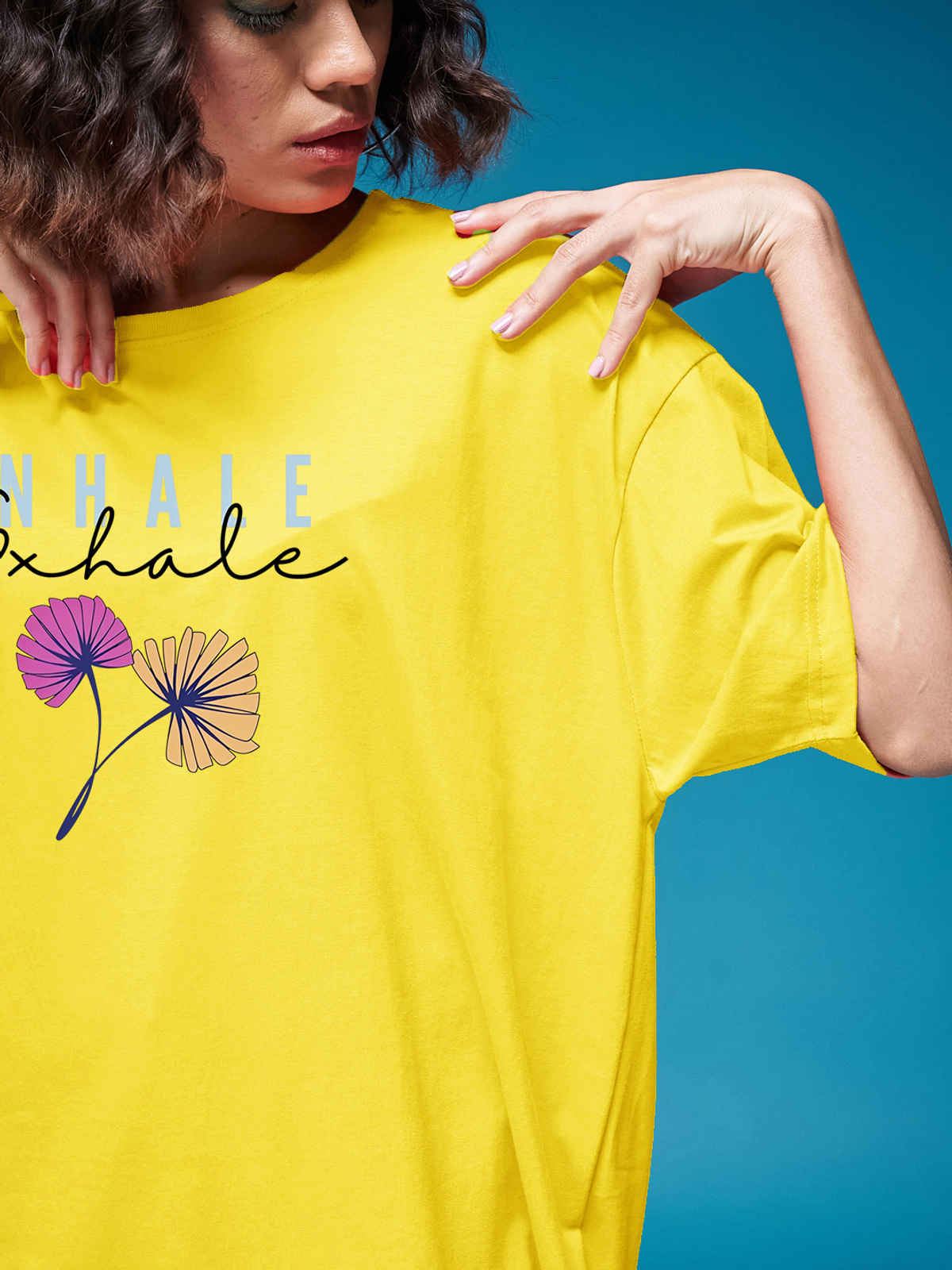 Smartees Women's Oversize Printed Tshirt | Yellow - L