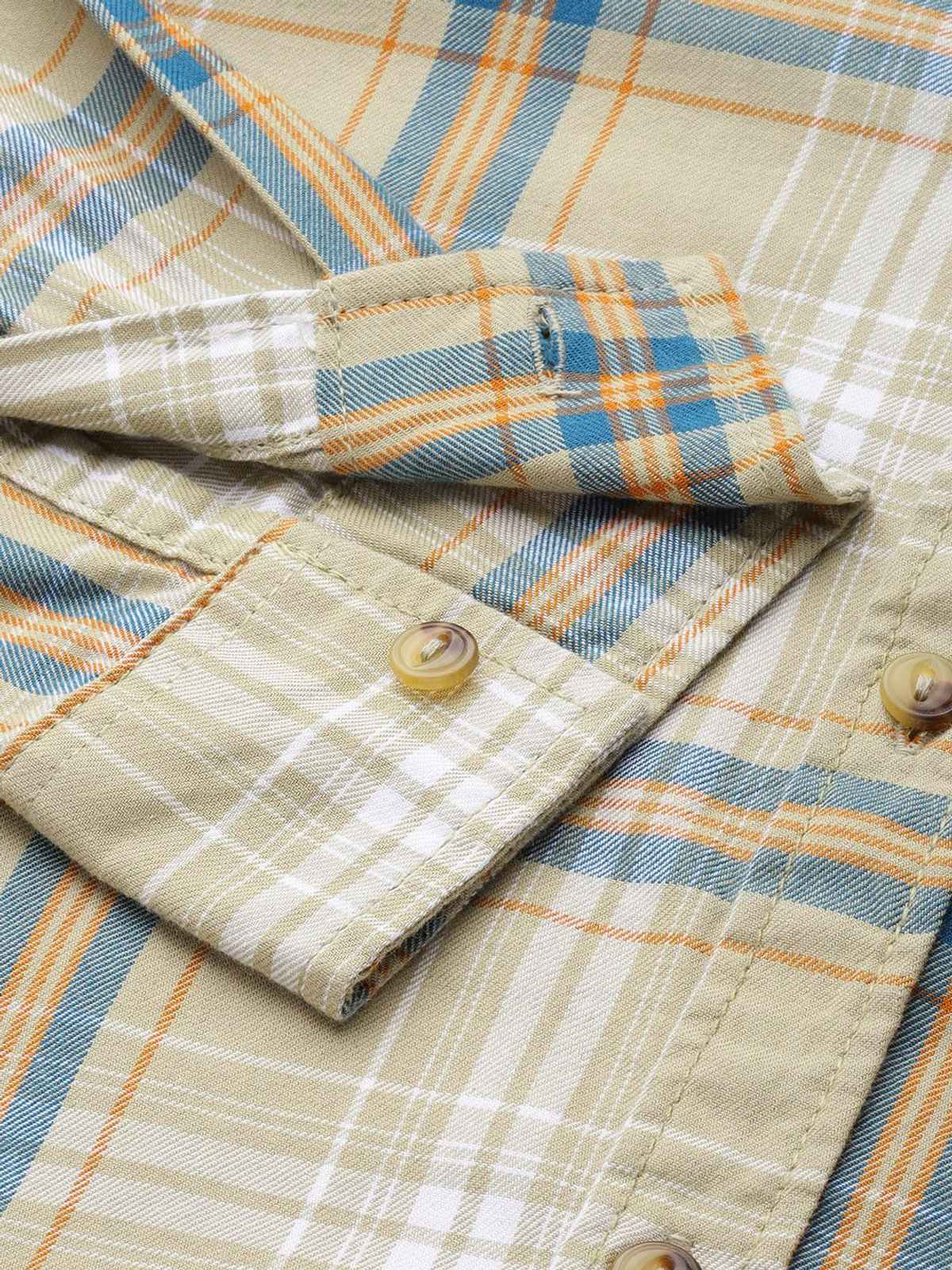 The Indian Garage Co Men's Slim Fit Checked Casual Shirt | Green - XXL