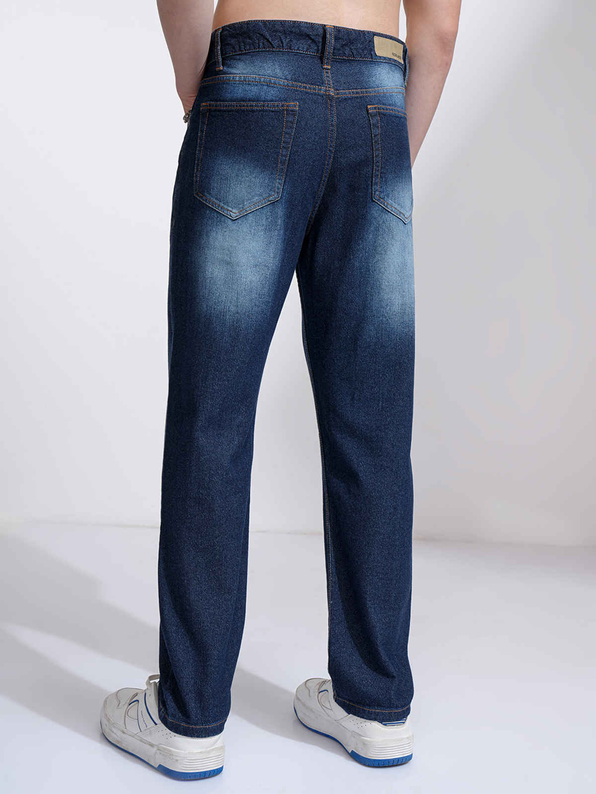 Highlander Men's Washed Relaxed Fit Jeans | Blue Indigo - 30