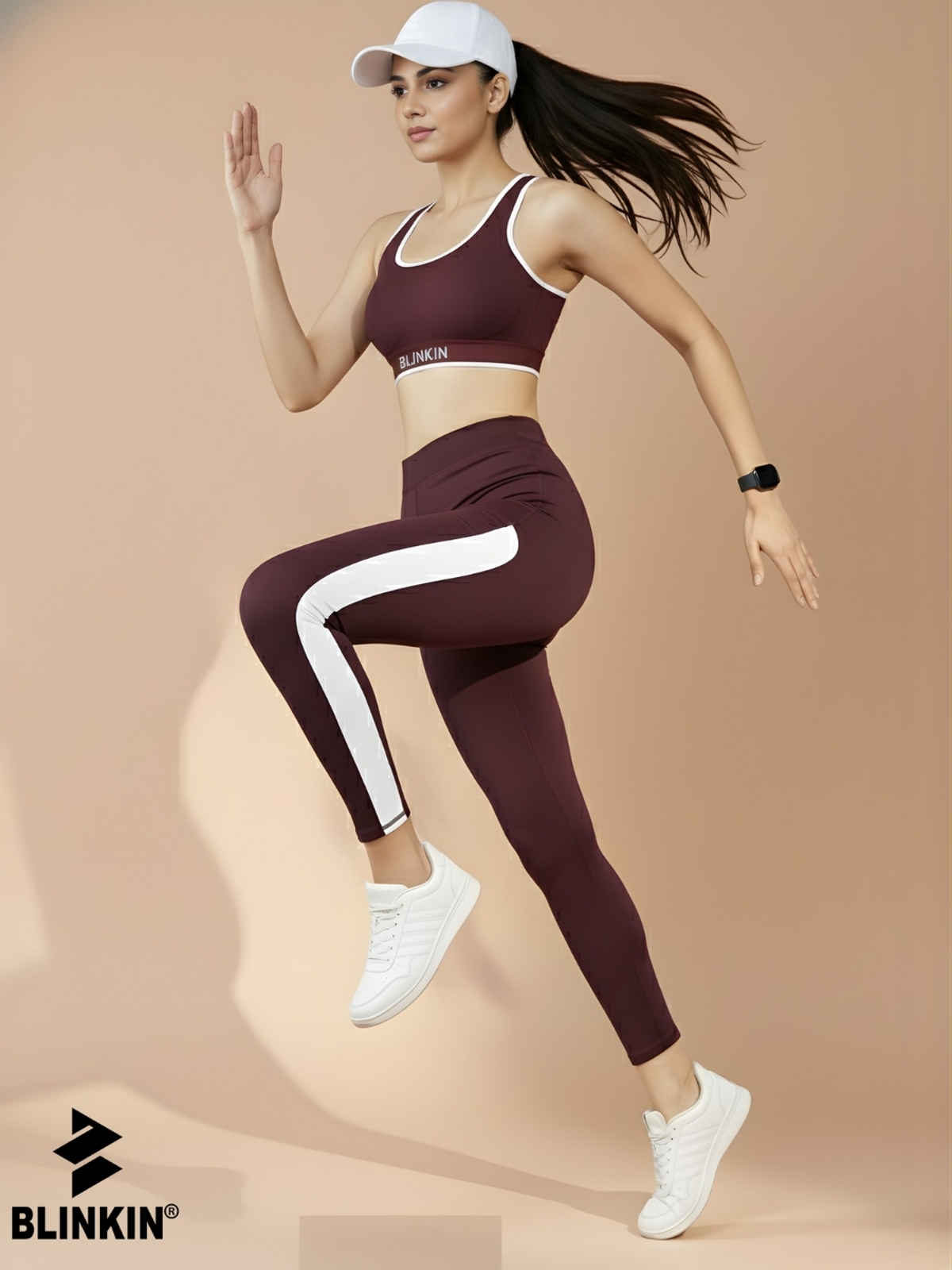 Blinkin Women's Gym Tights & Pants - Maroon | Squat Proof | Active Wear | Yoga Pants | S