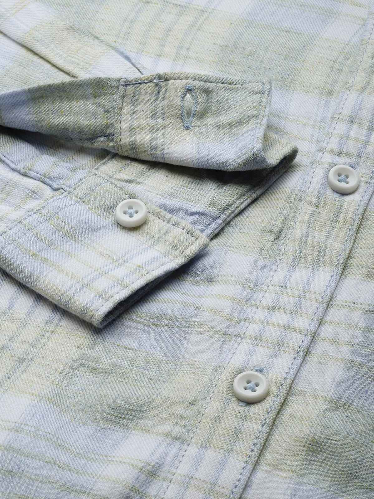 The Indian Garage Co Men's Slim Fit Checked Casual Shirt | Green - L