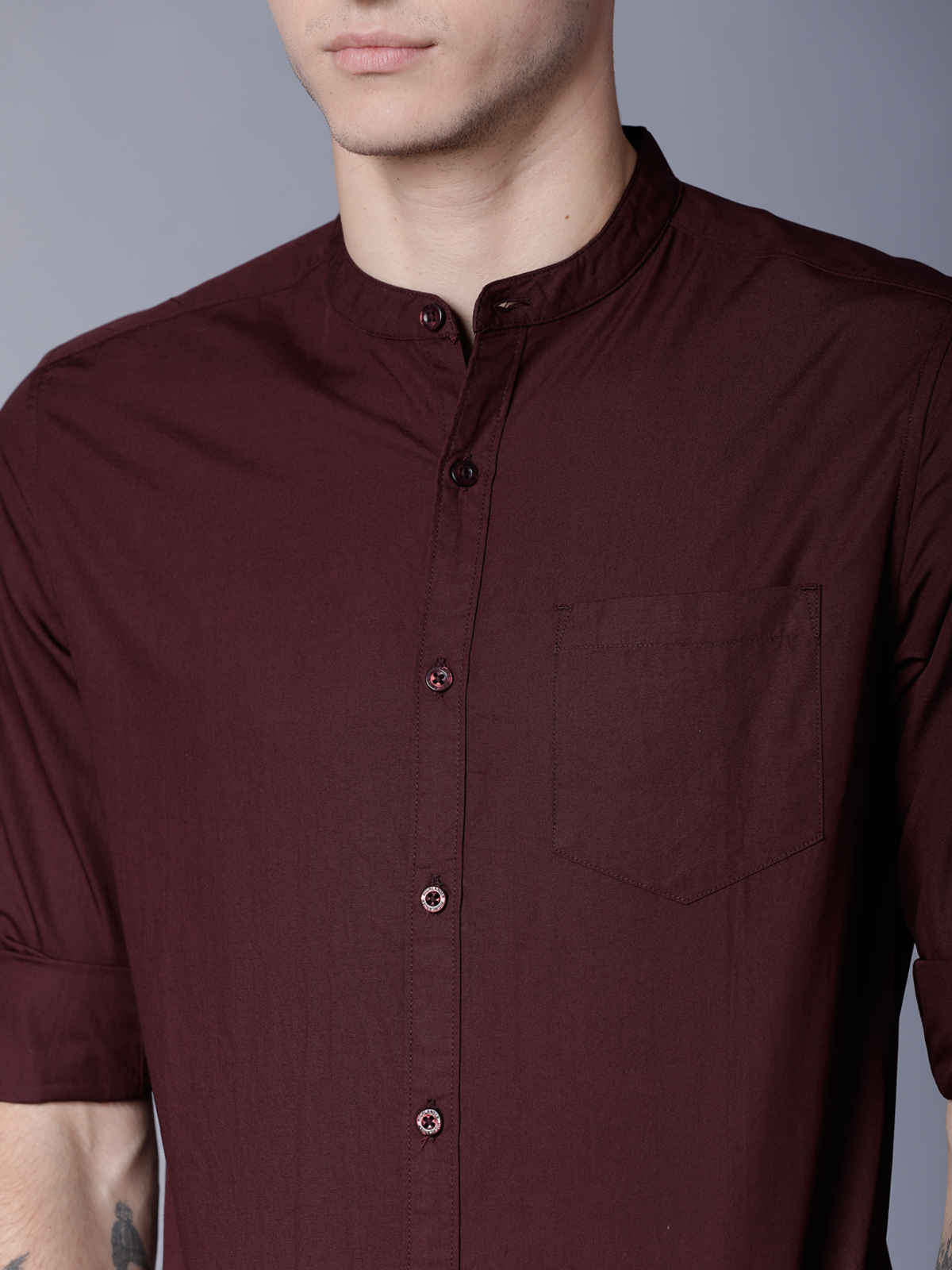 Highlander Men's Slim Fit Casual Shirt | Maroon - L