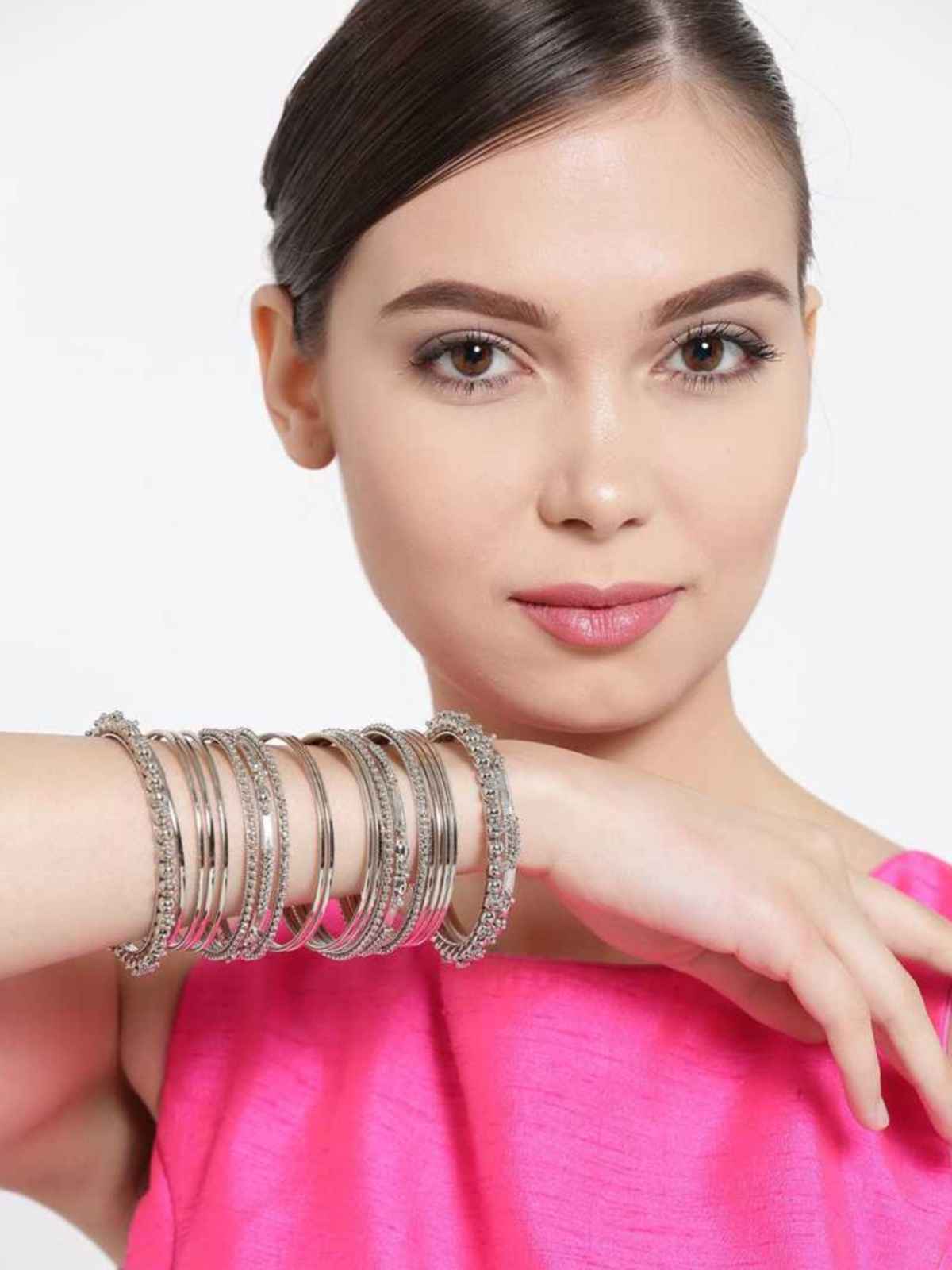 YouBella Stylish Traditional Jewellery Silver Plated Bangle Set for Women (YBBN - 91391 - 2.6)