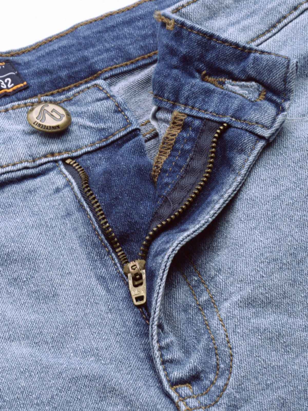 The Indian Garage Co Men | Slim Fit Solid Casual Denim Shorts | Light Blue | 30