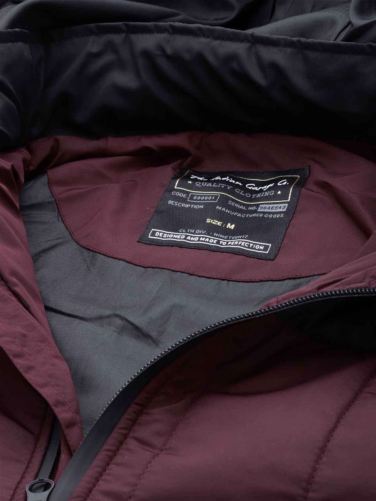 The Indian Garage Co Men's Slim Solid Jacket | Maroon - M