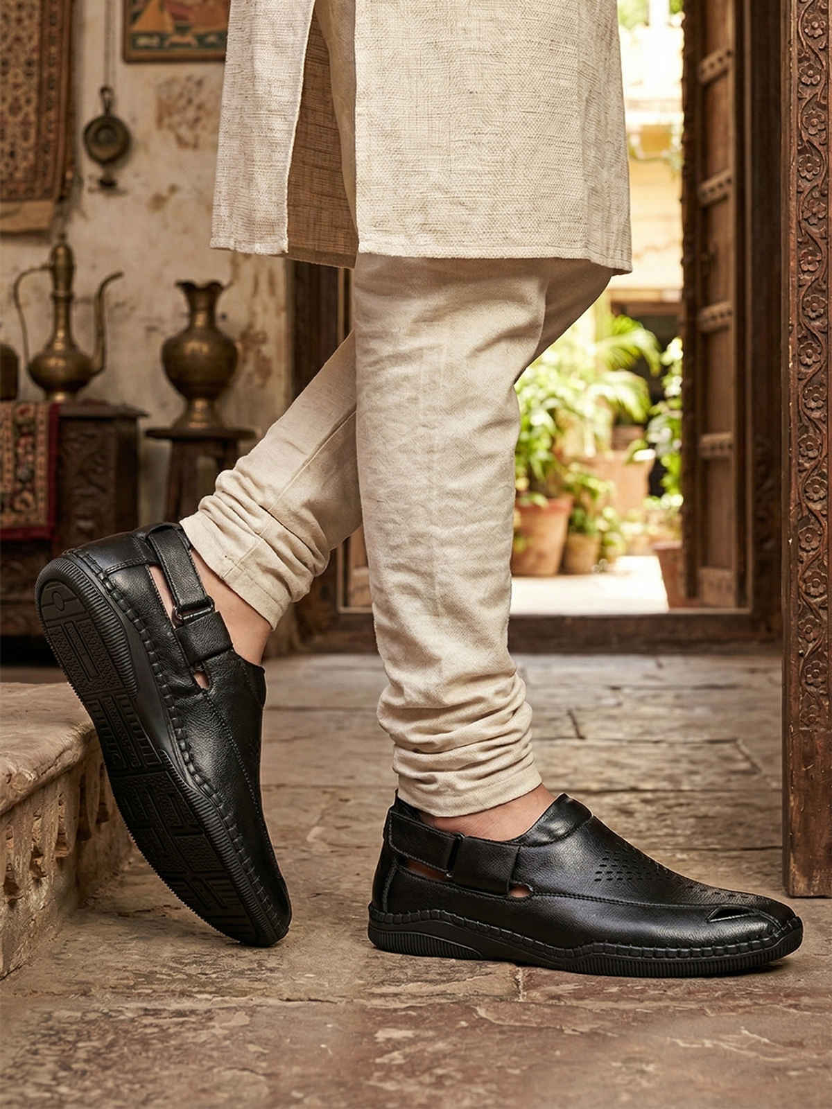 Action Mens Ethnic Sandals | GLC-292 | Black | UK-7