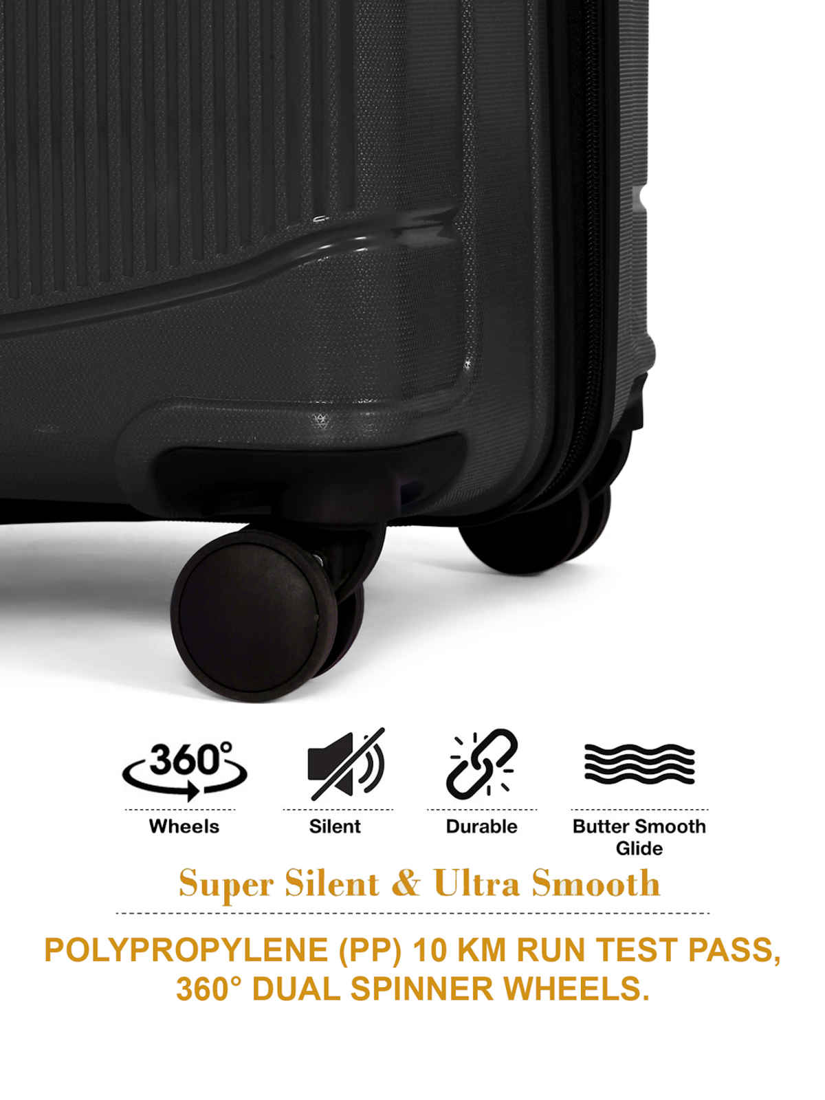 Teakwood Textured PP 40 L Retractable Hard Luggage | Grey - 55 cm