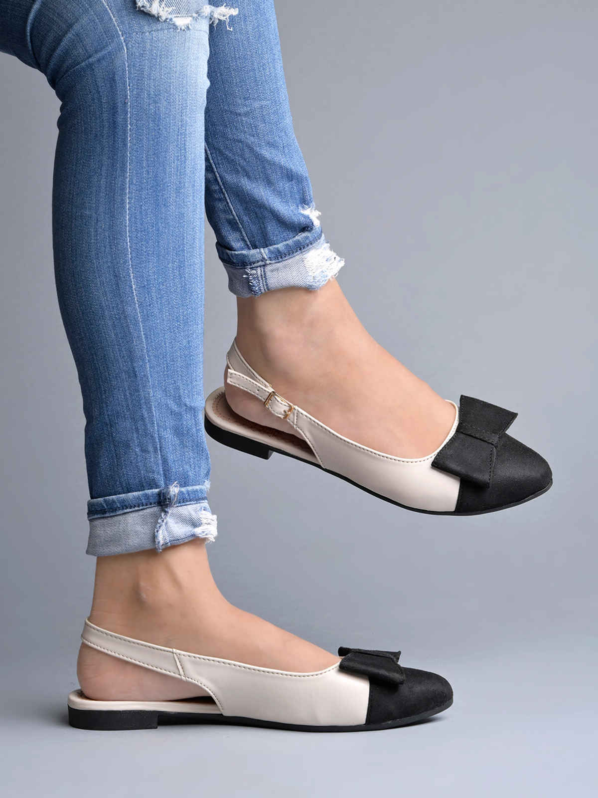 Shoetopia Women's Stylish Upper Bow Flats | T-13 | Black - UK 6