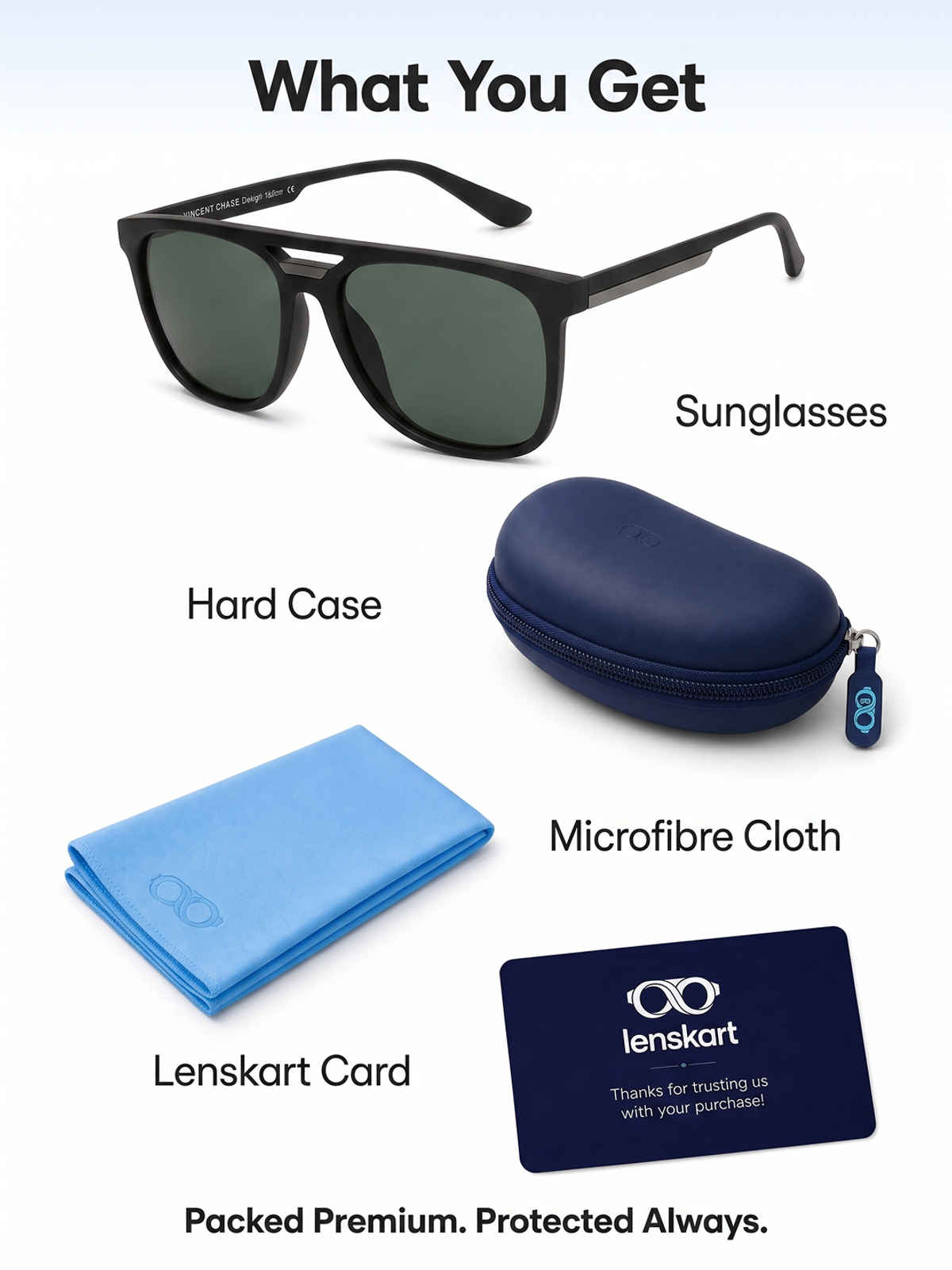 Vincent Chase By Lenskart Unisex Polycarbonate Wayfarer Sunglasses | Black - L