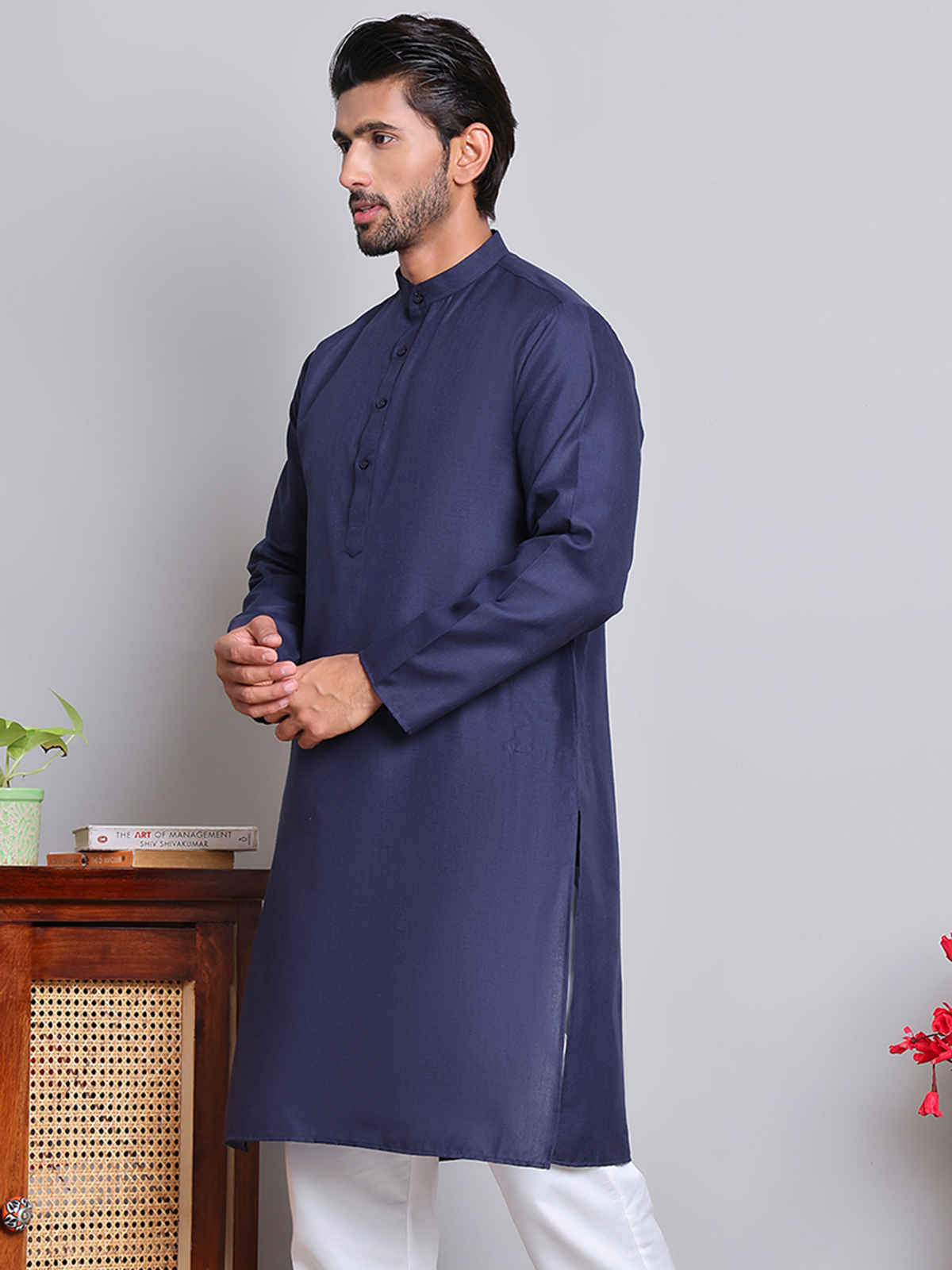 Jompers Solid Cotton Kurtas for Men s | KO 5144 | Navy | S