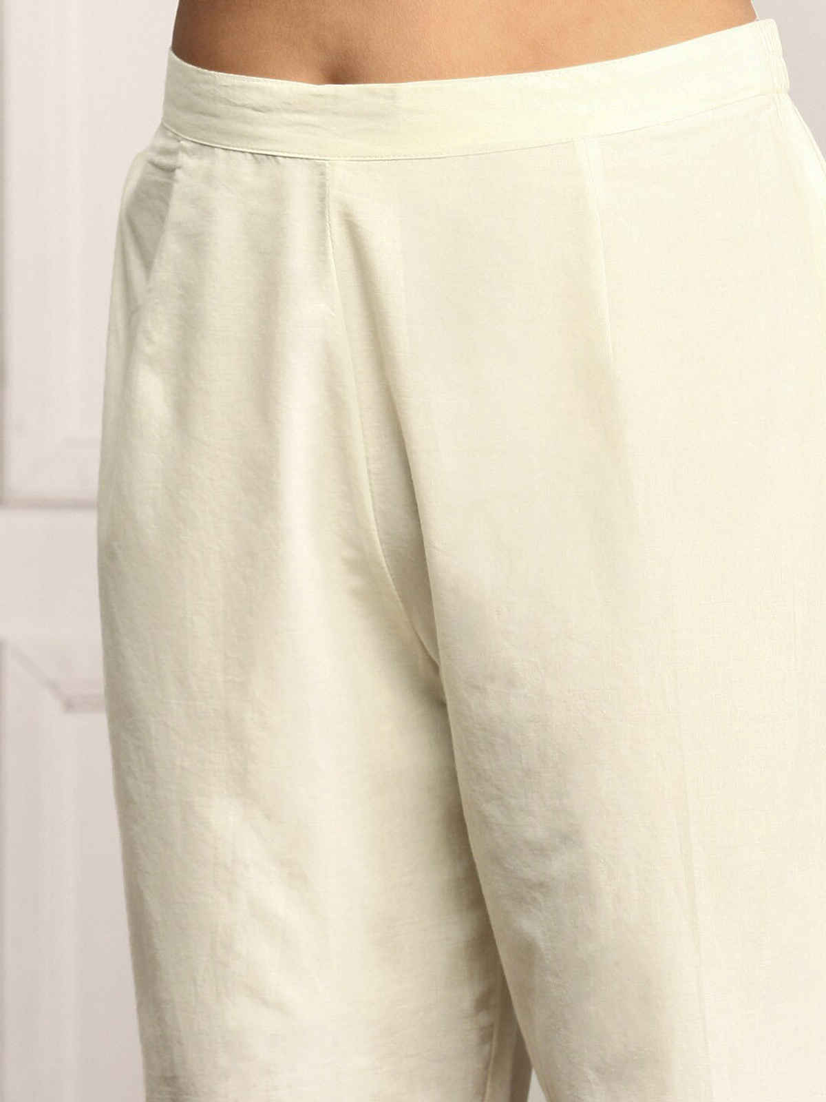 Ishin Women's Kurta Set Cotton with Dupatta | Off White - XL