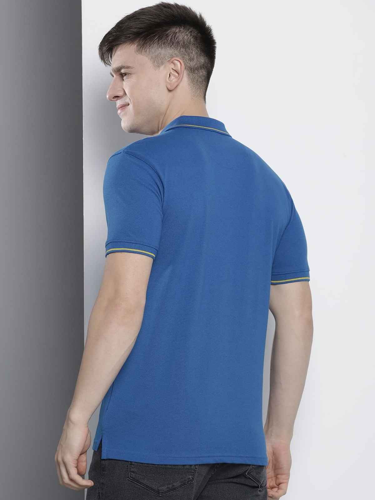 The Indian Garage Co Men's Regular Fit Printed Casual T-Shirt | Blue - M