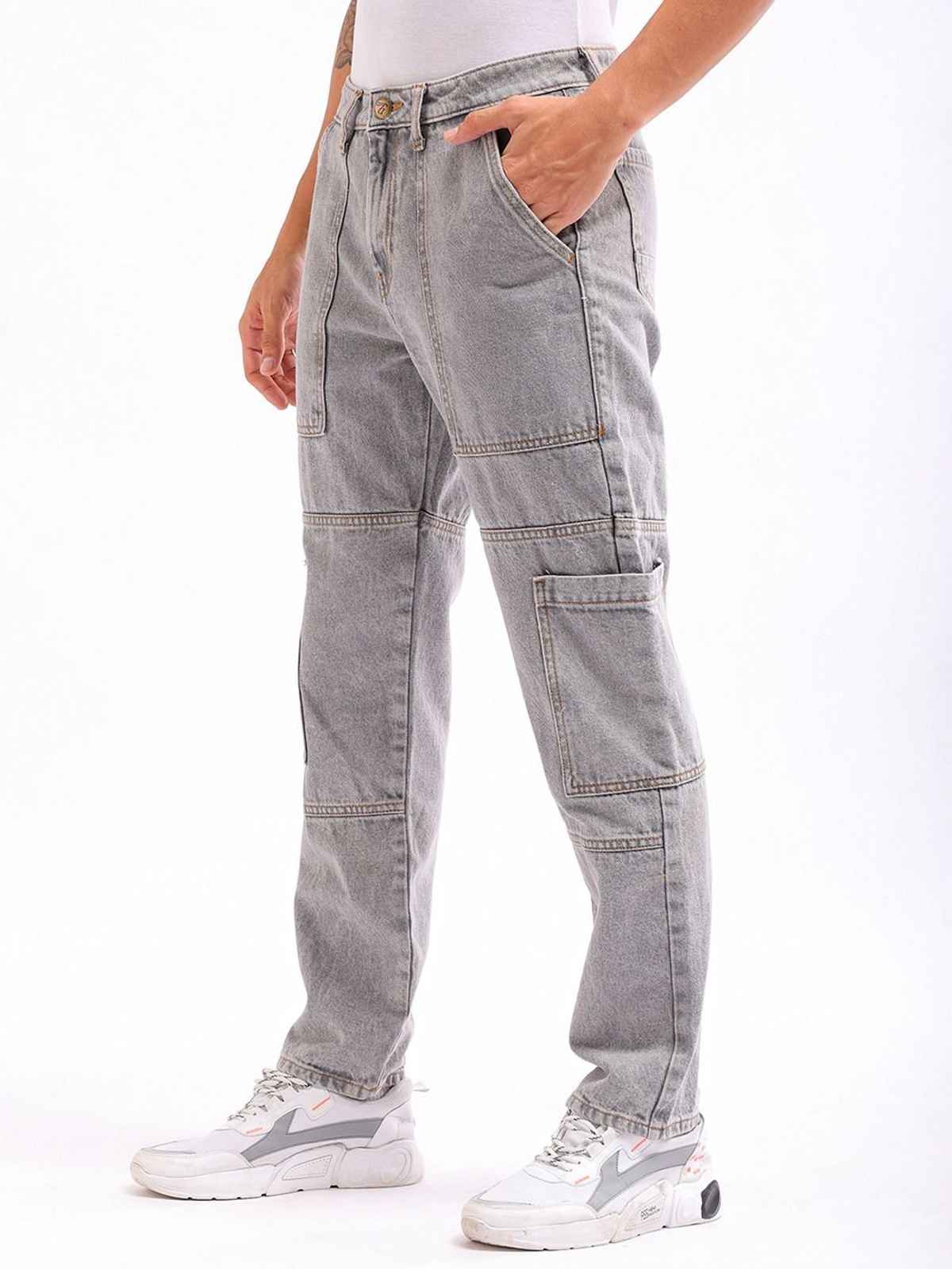 The Indian Garage Co Men's Regular Fit Solid Casual | Grey - 30