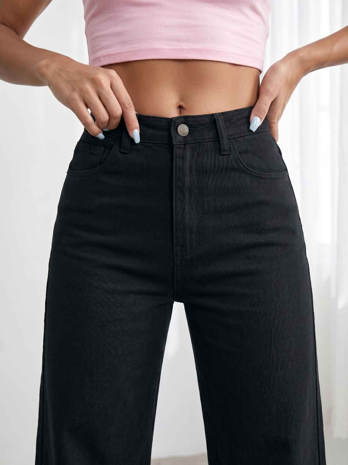 Aadvi Fashion Women's Jean Wide-Leg High-Rise Stretchable Jeans | Black - 28