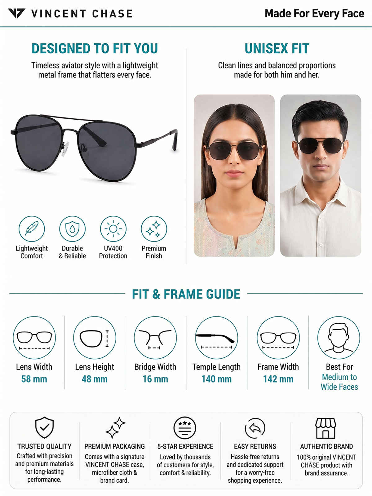 Vincent Chase By Lenskart Unisex Solid Plastic Square Sunglasses | Black and Grey - L