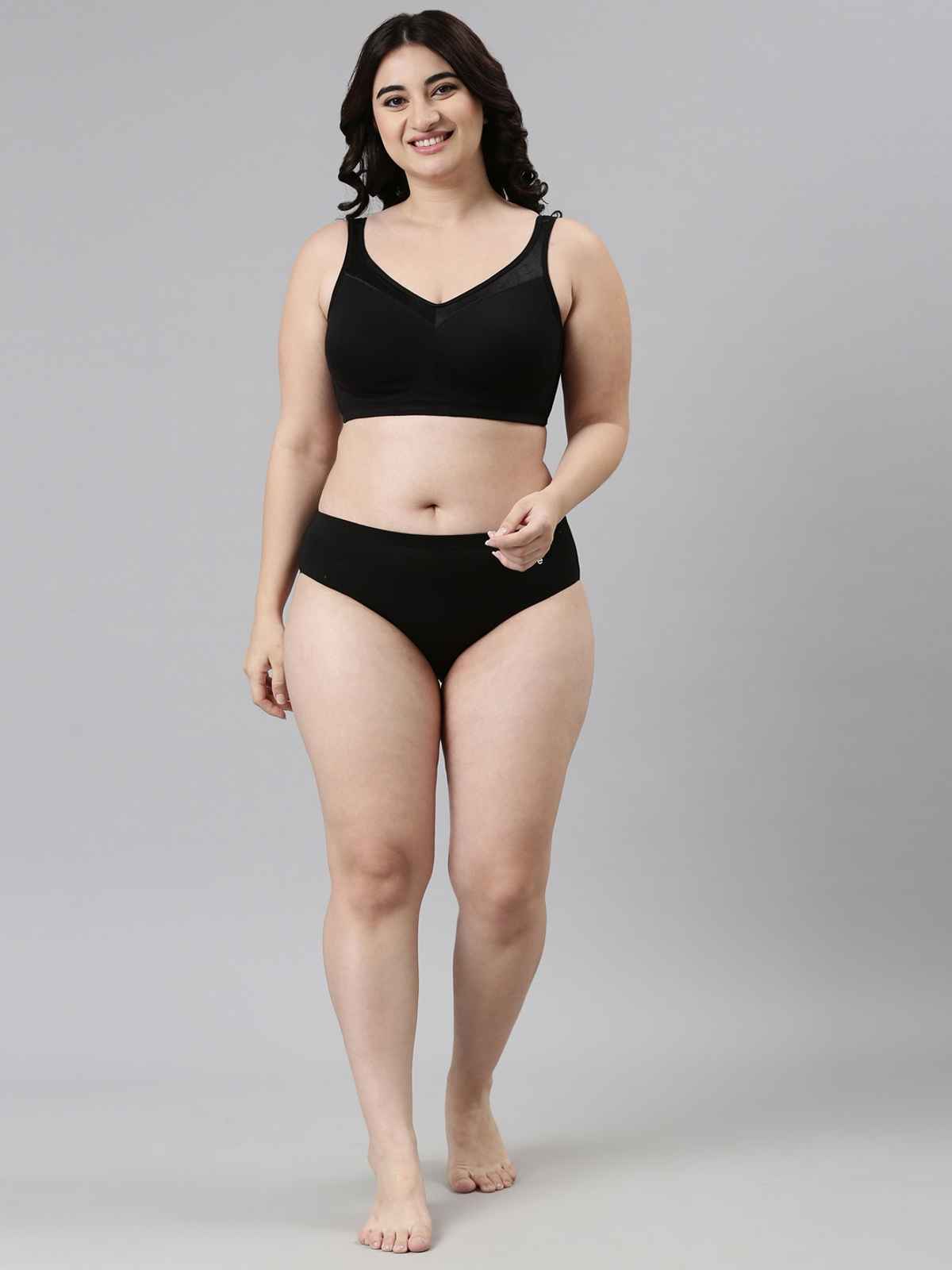 Enamor Women's A112 Super Lift Classic Full Support Cotton Bra|Non Padded|Wirefree | Black-36B