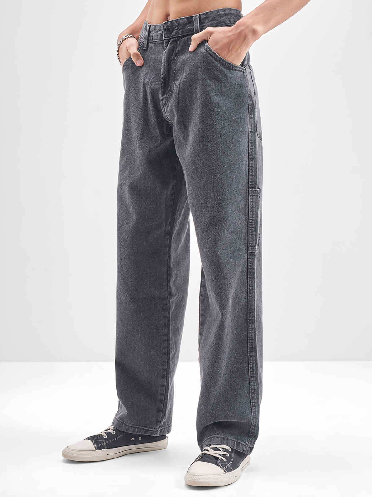 HIGHLANDER Men's Carpenter Fit Heavy Fade Jeans | Grey - 30