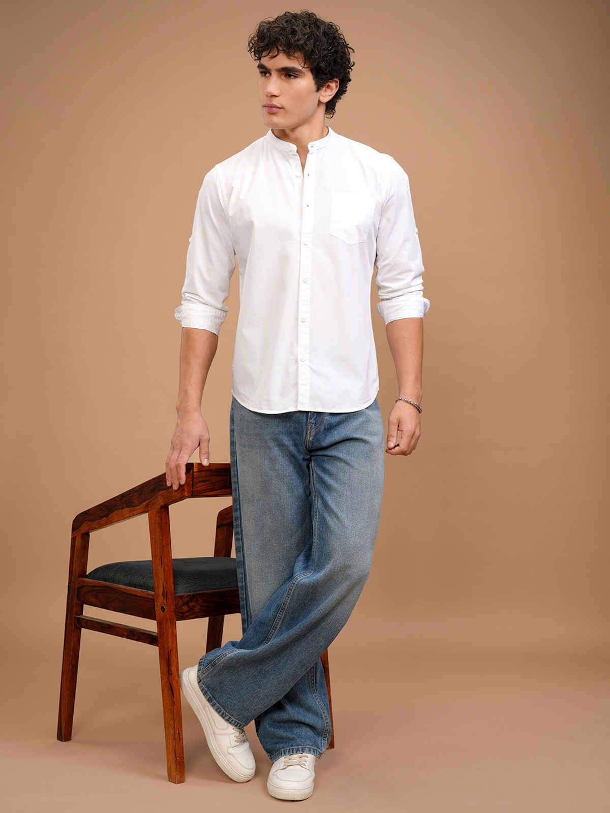 Highlander Men Slim Fit Casual Shirt | White | M