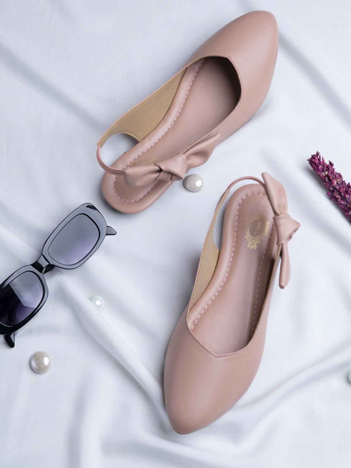 Shoetopia Casual Side Bow Detailed Pink Flat Belly For Women | UK 8