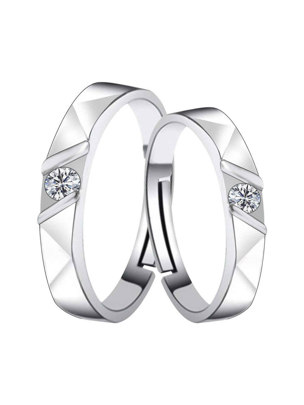 YouBella Silver Plated Heart Proposal Adjustable Couple Ring | YBRG-20323