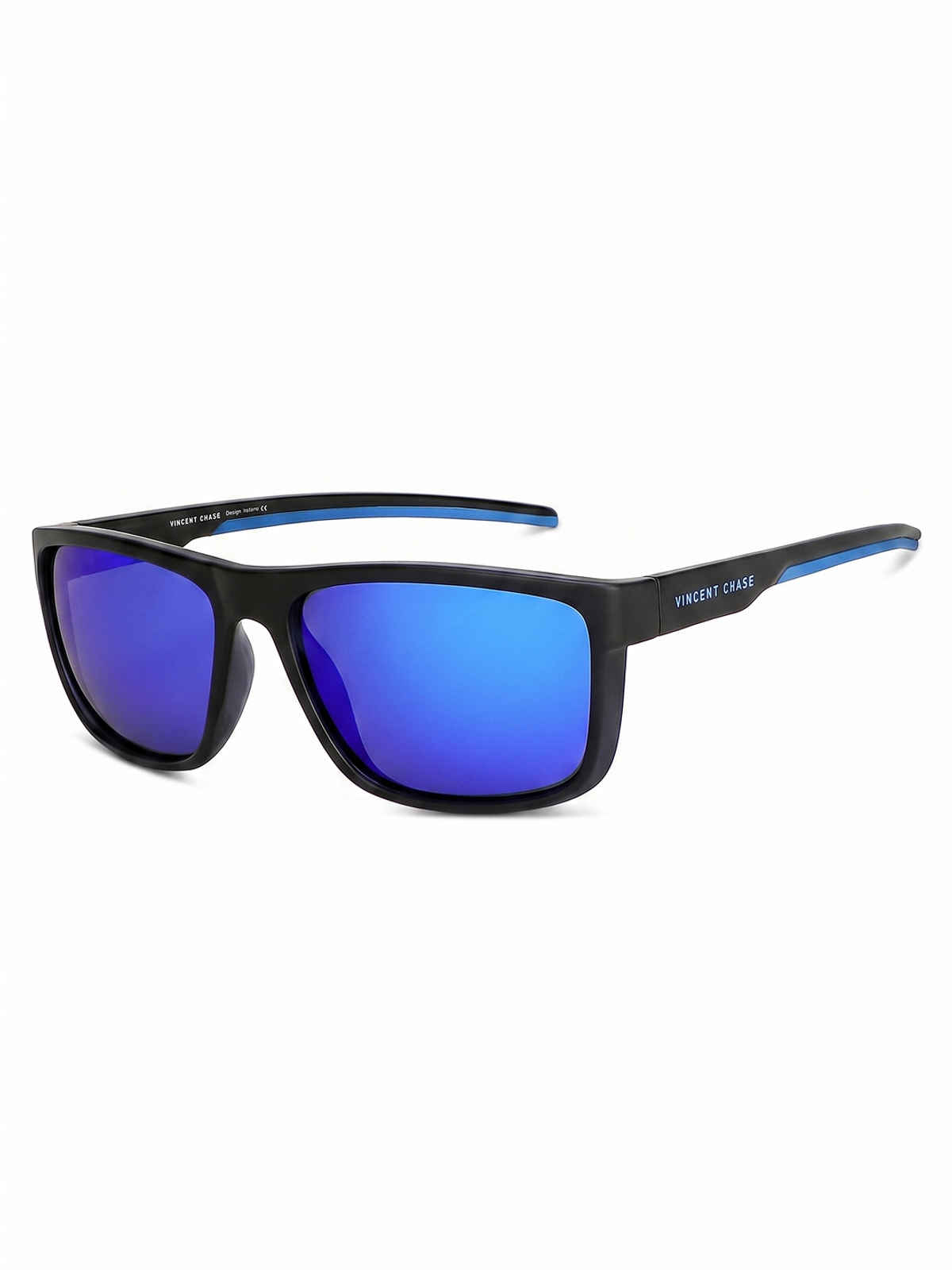 Vincent Chase By Lenskart Unisex Solid Metal Sunglasses | Blue and Black - L
