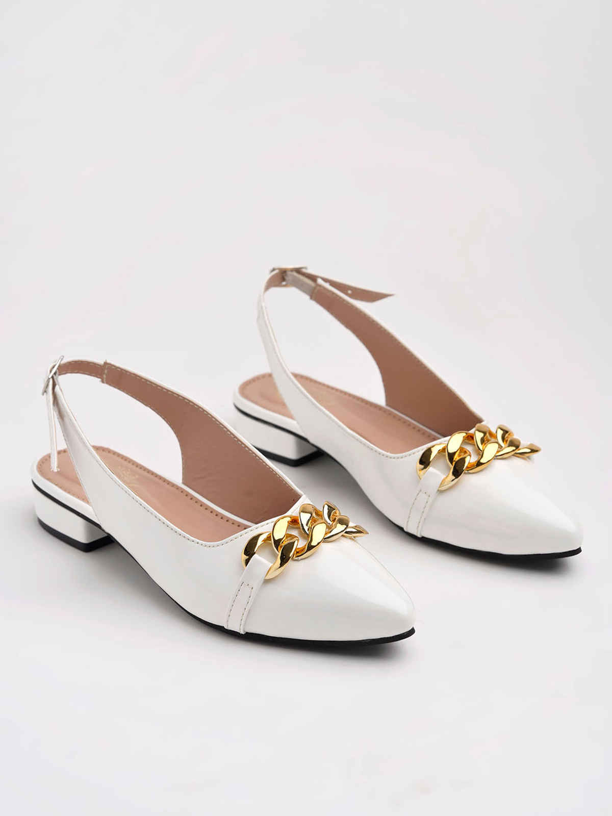 Shoetopia Women's Pointed Toe Flat Belly | Sam-White - UK 8