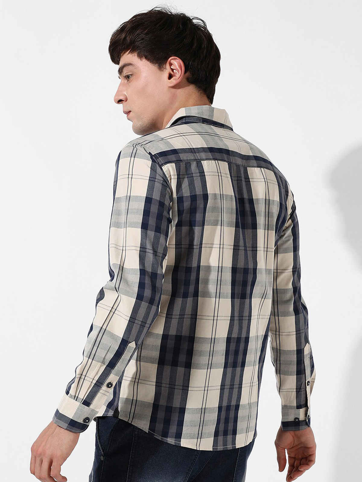 Campus Sutra Men's Tartan Plaid Shirt | Multicolour - XL