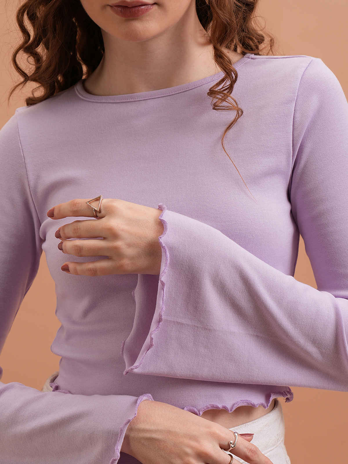 Tokyo Talkies Women's Knitted Crop Top | Lavender - S