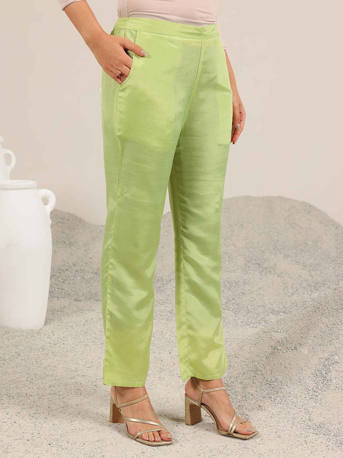 Libas Printed Silk Blend Straight Suit With Dupatta | 400298H | Green - S