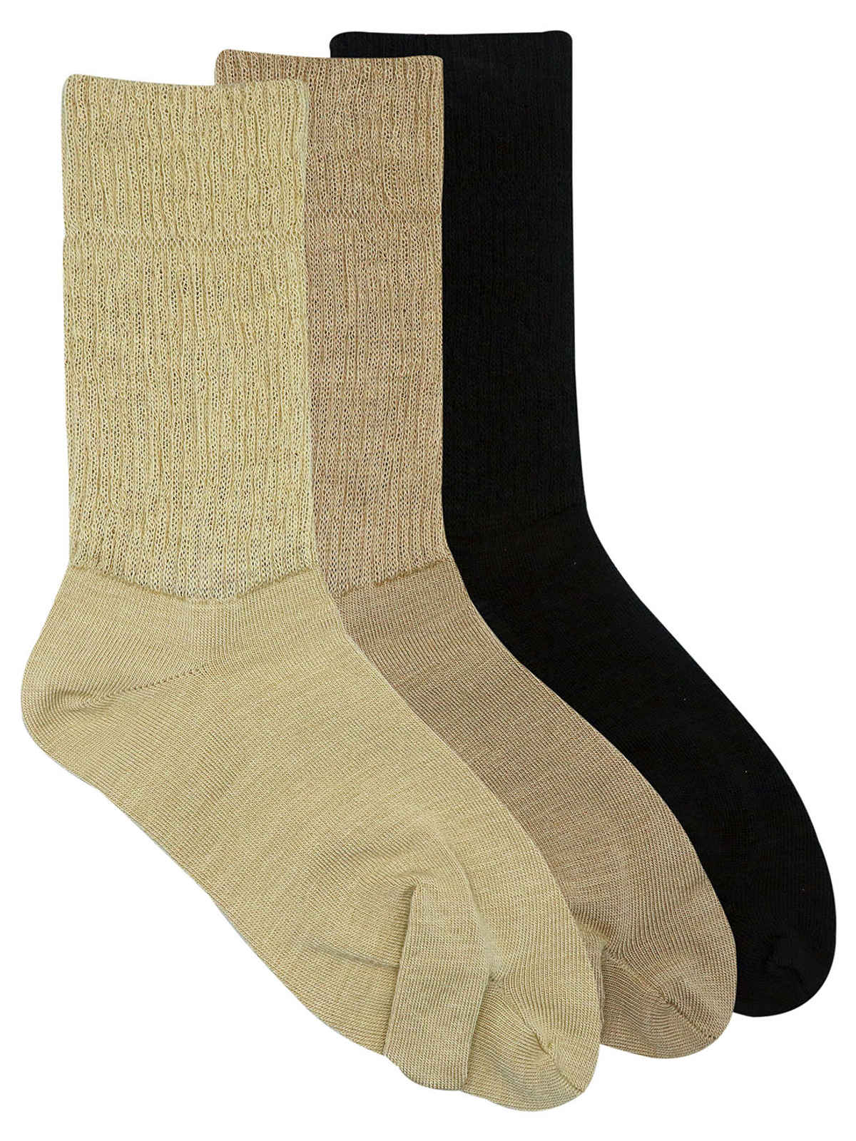 SocksXpress by Balenzia Women's Plain Wollen Toe Socks | Black-Skin-Fawn