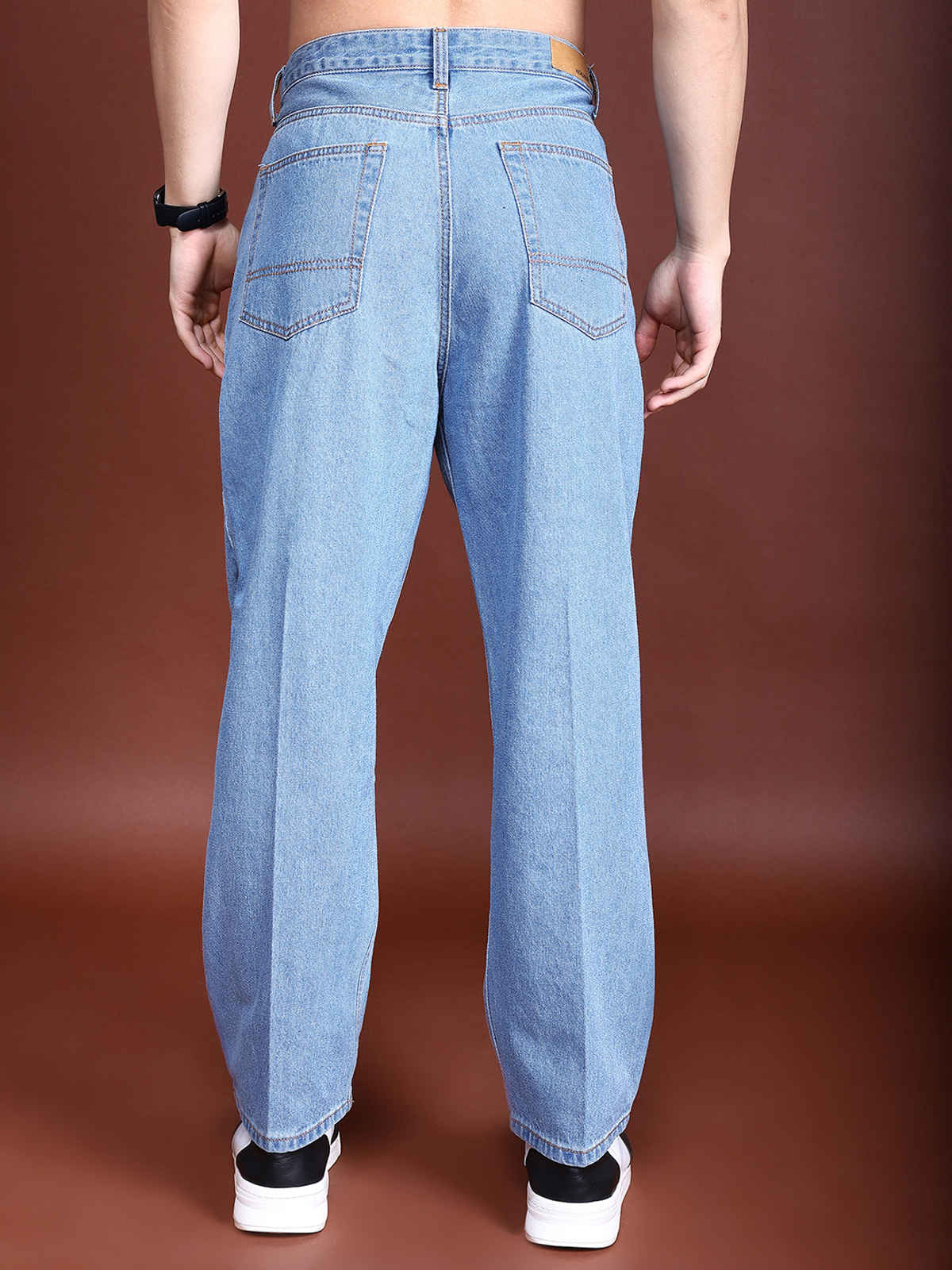 HIGHLANDER Men's Loose Fit Mid-Rise Cotton Jeans | Blue - 34