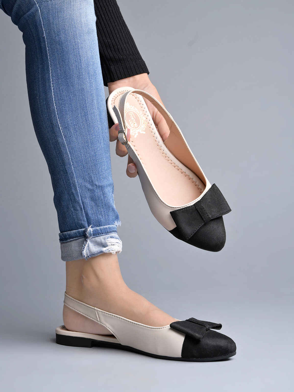 Shoetopia Women's Stylish Upper Bow Flats | T-13 | Black - UK 6