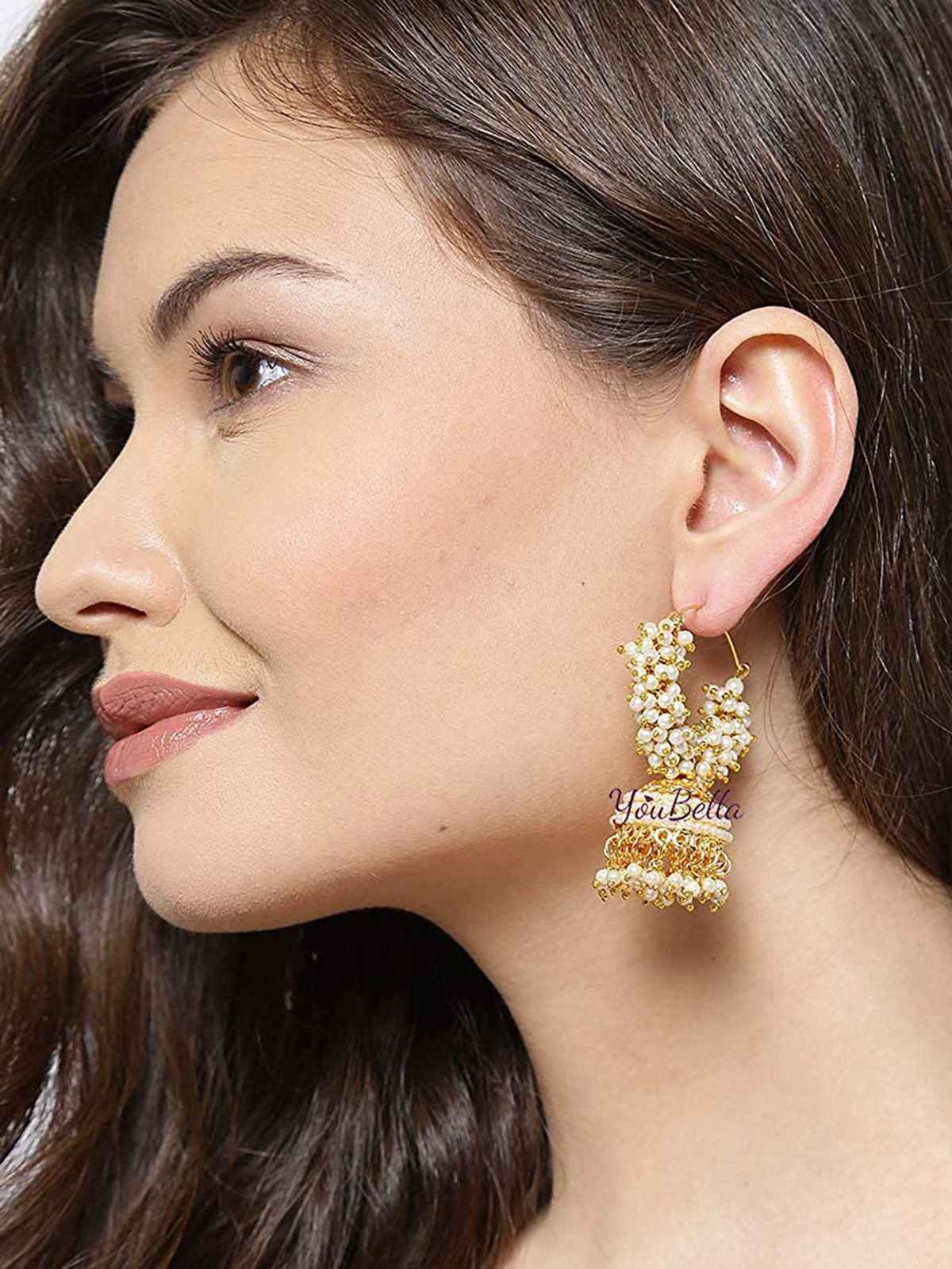 YouBella Gold Plated Pearl Jhumka/Jhumki for Women Traditional Earrings for Girls (YBEAR - 31070)