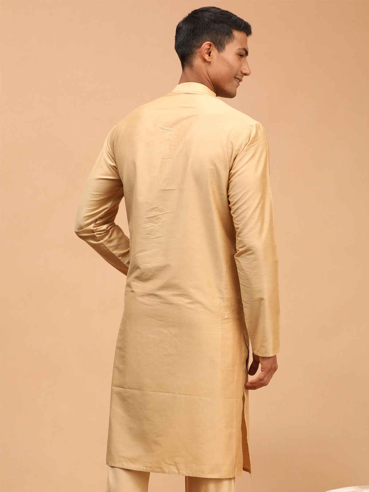 Vastramay Men's Viscose Kurta | Rose Gold | S