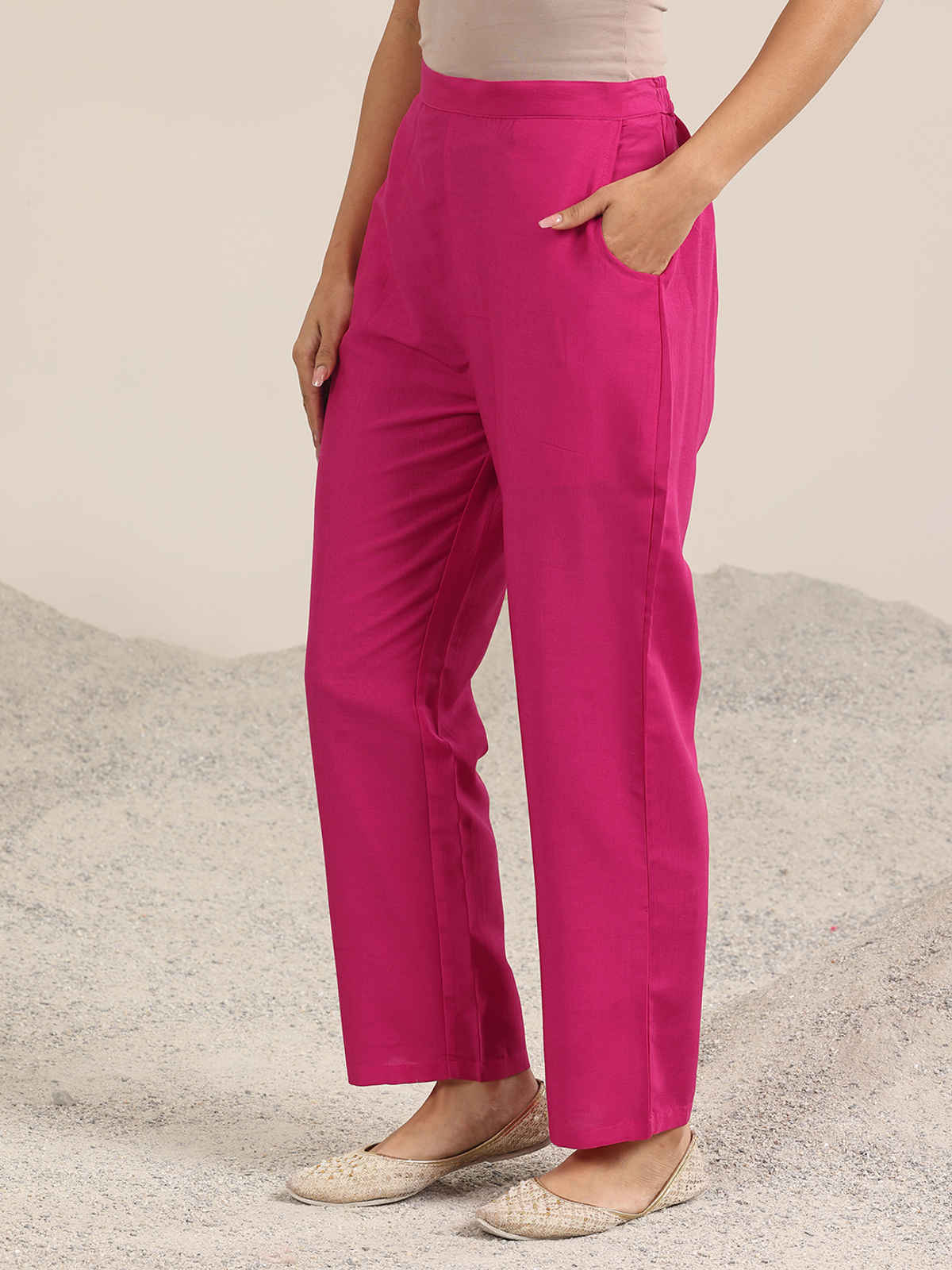 Gerua By Libas Yoke Deisgn Silk Blend Straight Suit With Dupatta | GS1073C | Pink - XL