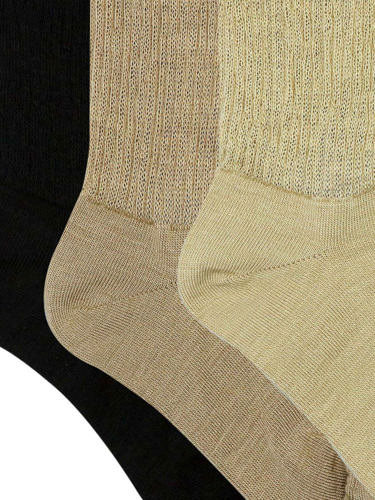 SocksXpress by Balenzia Women's Plain Wollen Toe Socks | Black-Skin-Fawn