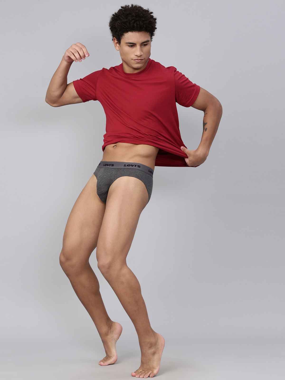 Levi's 009 Men's Neo Brief | Contoured Double Pouch | Pack of 2 | D. Grey Mel,D. Grey Mel | M