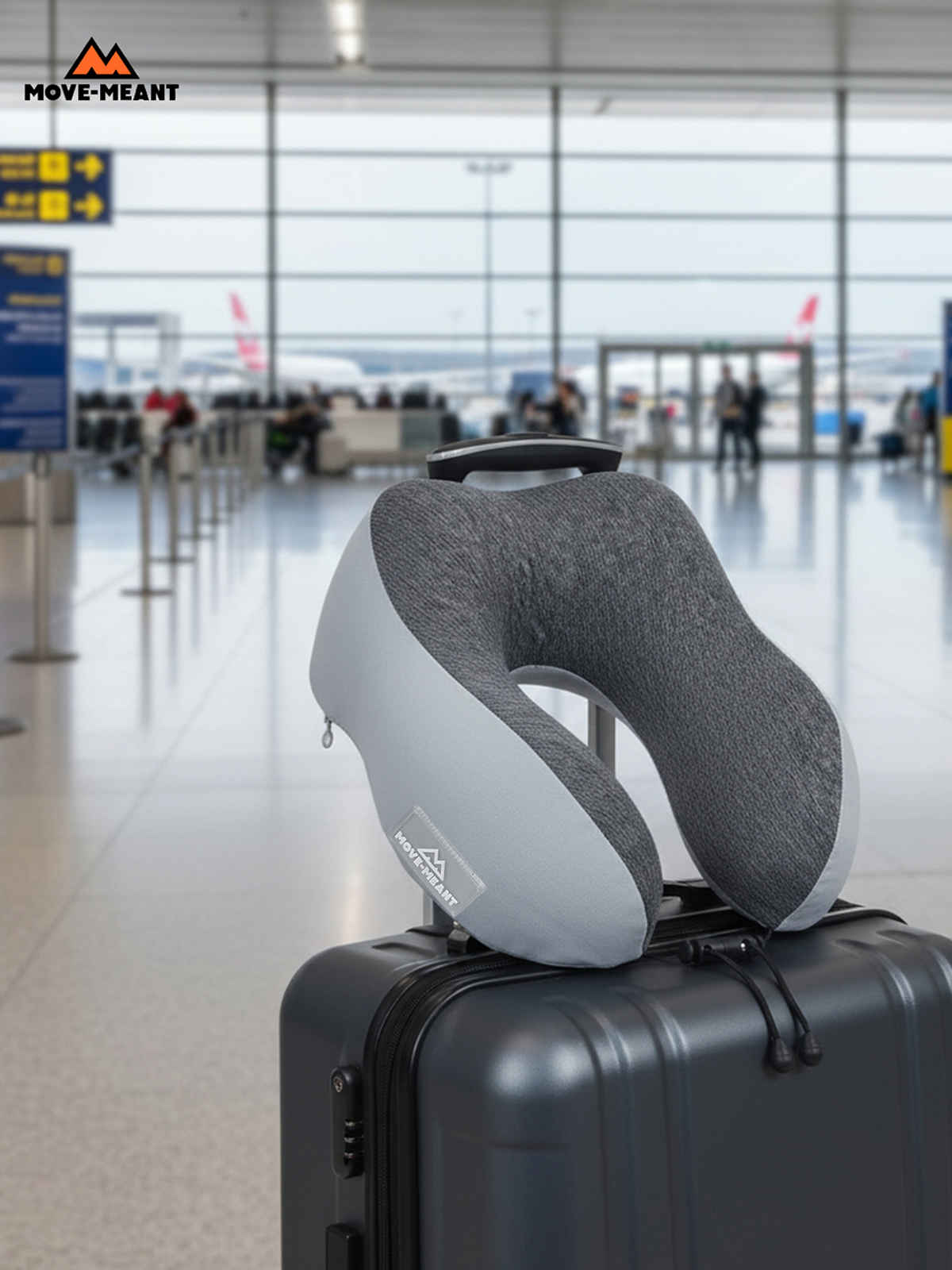 Move-Meant DreamRest Memory Foam Neck Pillow for Travel, Soft Support, Navy
