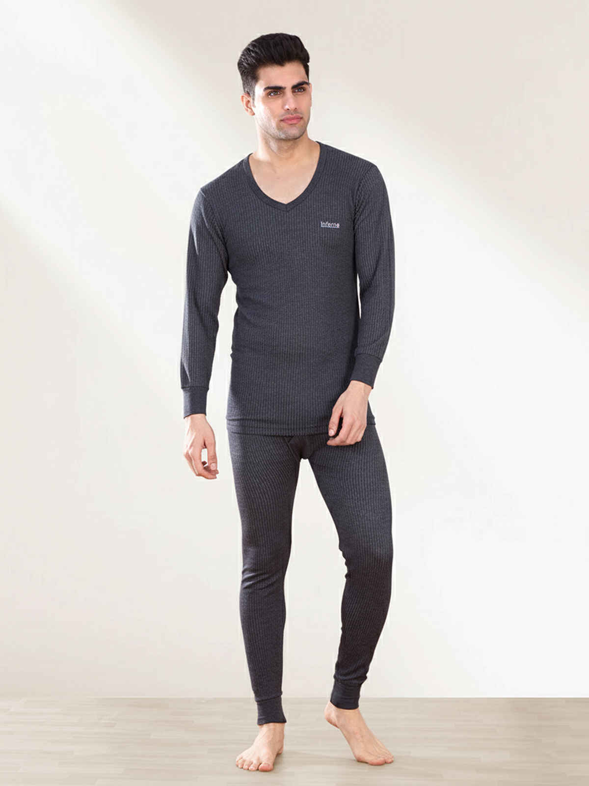 Lux Inferno V-Neck Thermal Top For Men - Charcoal - 95 | XL