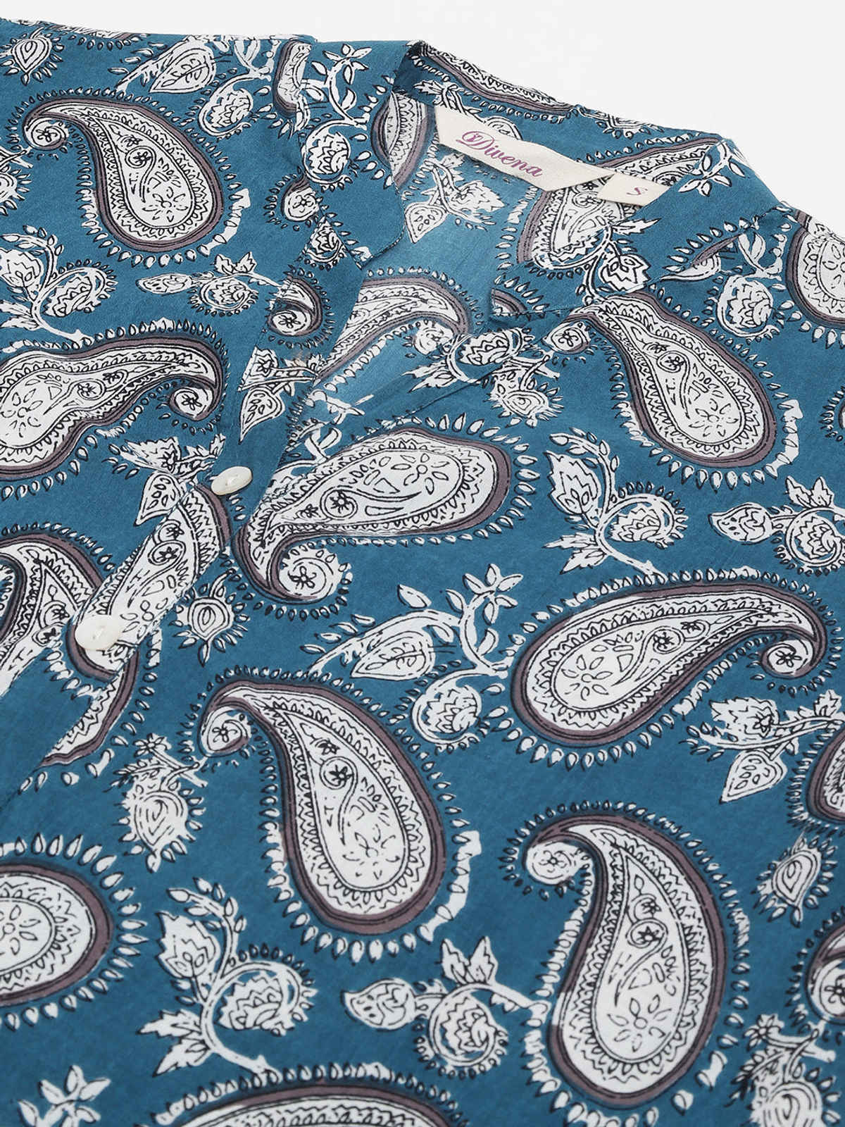 Divena Women's Print Straight Fit Cotton Kurta | DK0940 5 | Blue - M