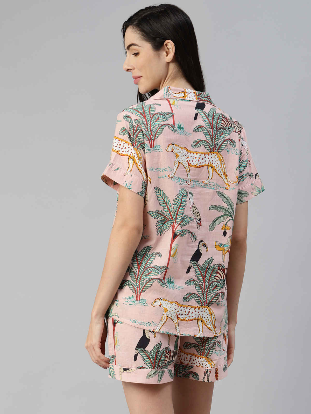 Divena Cotton Floral Print Women's Night Suit | DK0220 | Pink - L