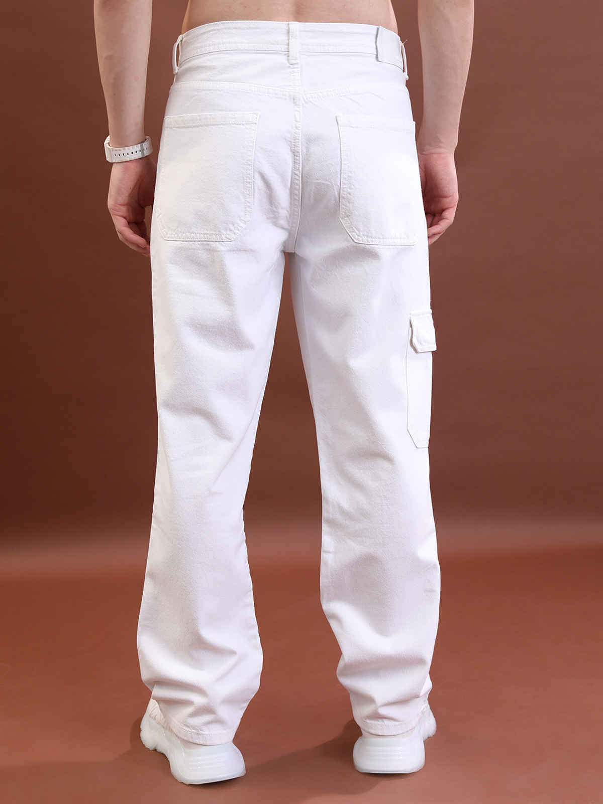 Highlander Men's Relaxed Fit Clean Look Cotton Jeans | White - 34