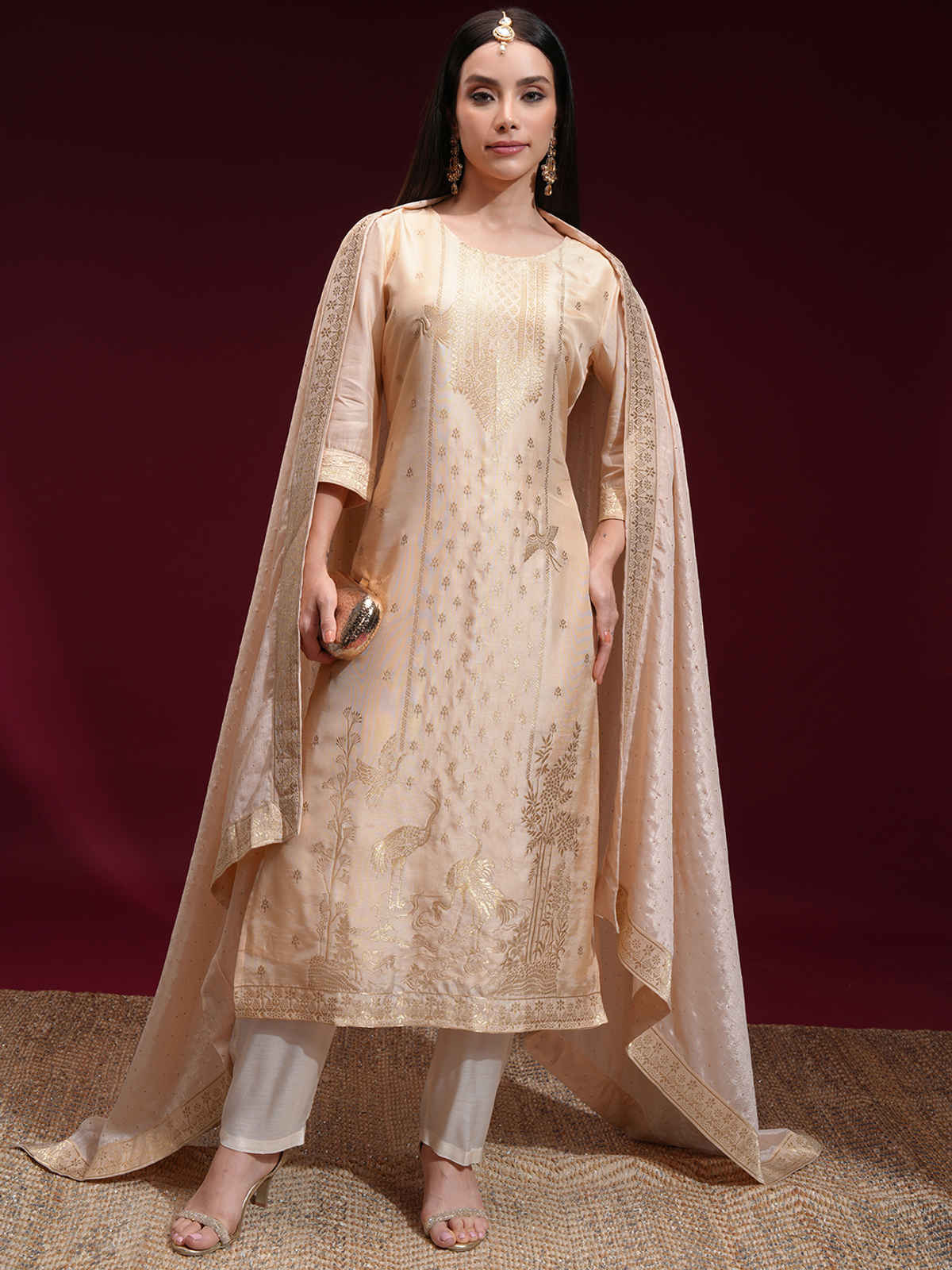 Vishudh Women's Kurta Sets | Beige - M