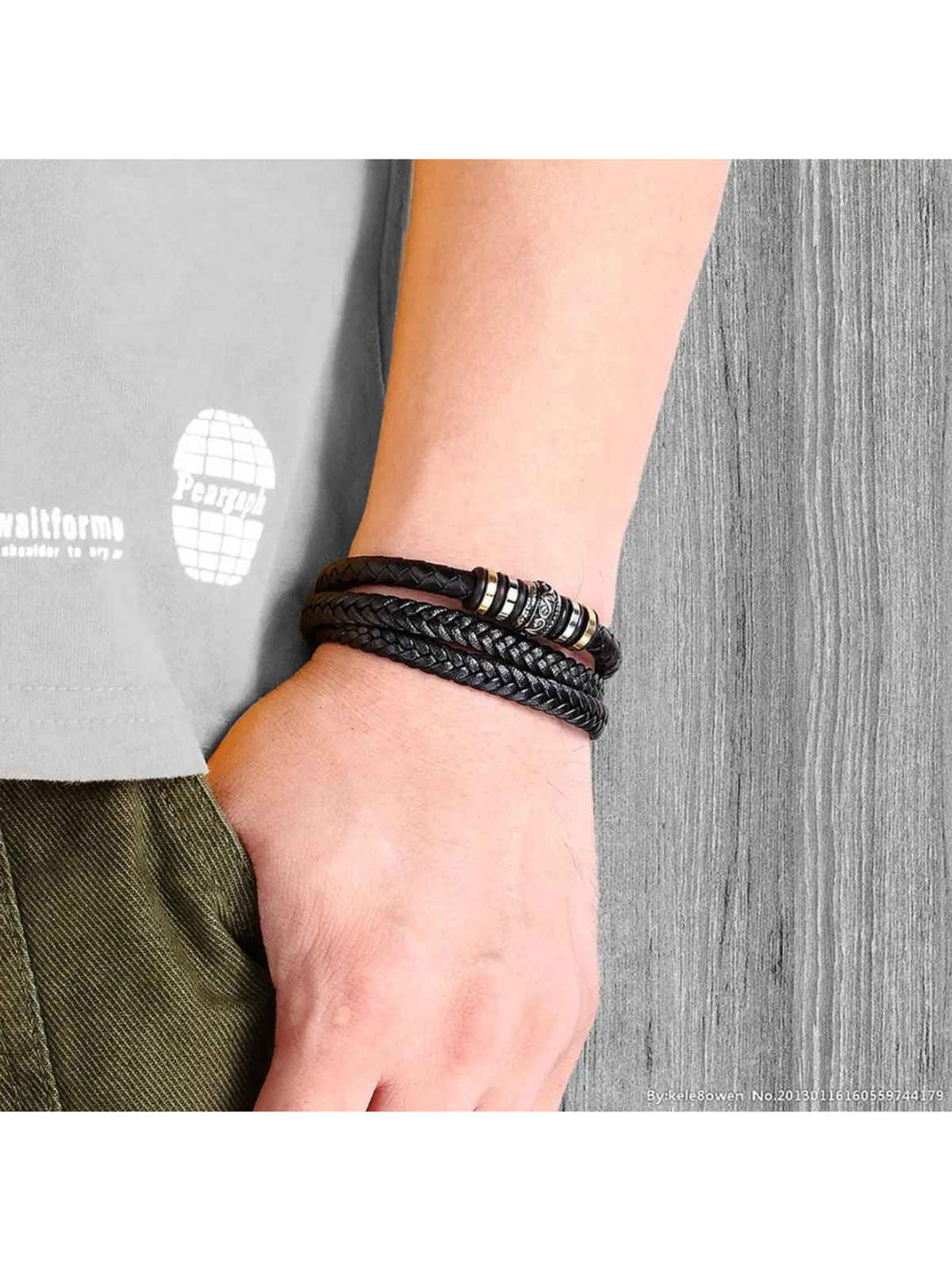 SALTY Alpha Stavros Ethnic Style Bracelet for Men and Boys| Anti-Tarnish | Black