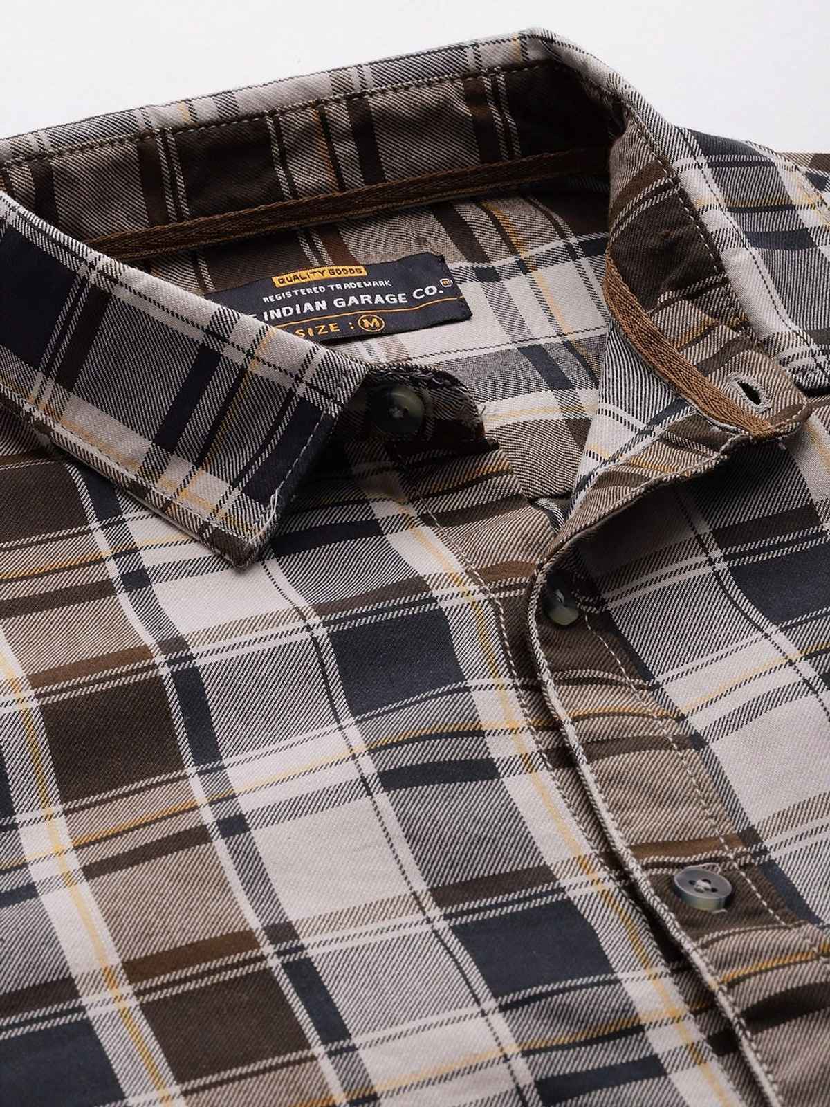 The Indian Garage Co Men's Regular Fit Checkered Casual Shirt | Multicolour - XL
