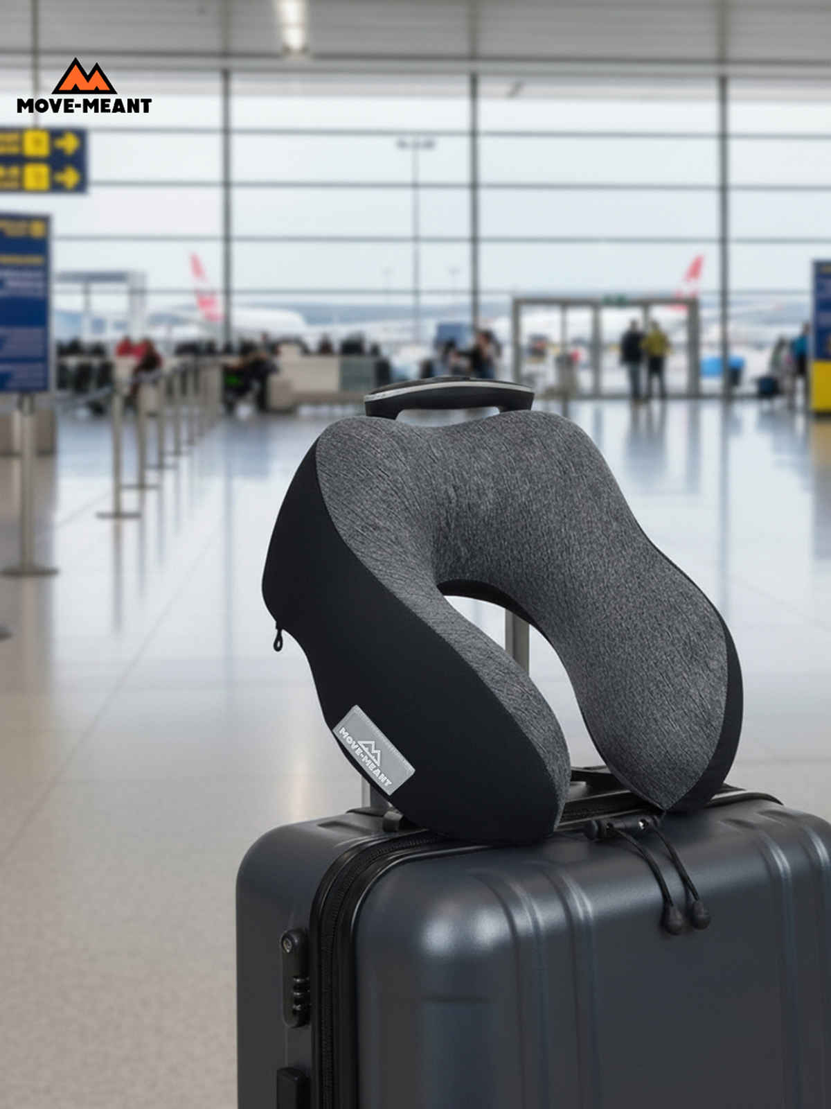 Move-Meant Dreamrest Grey Memory Foam Solid Neck Pillow