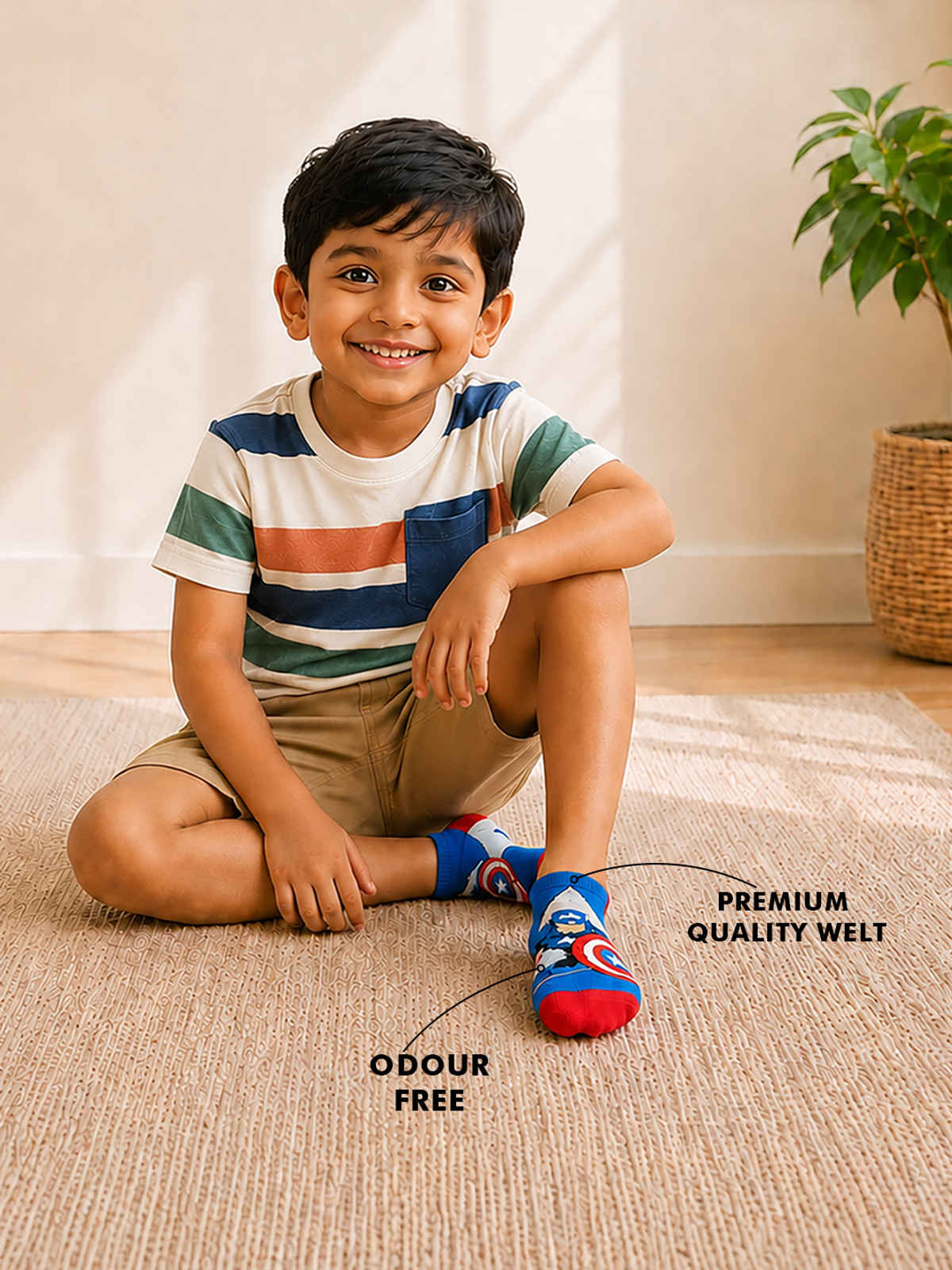 Supersox Boy's Combed Cotton Ankle Socks | Assorted | 5 - 6 years