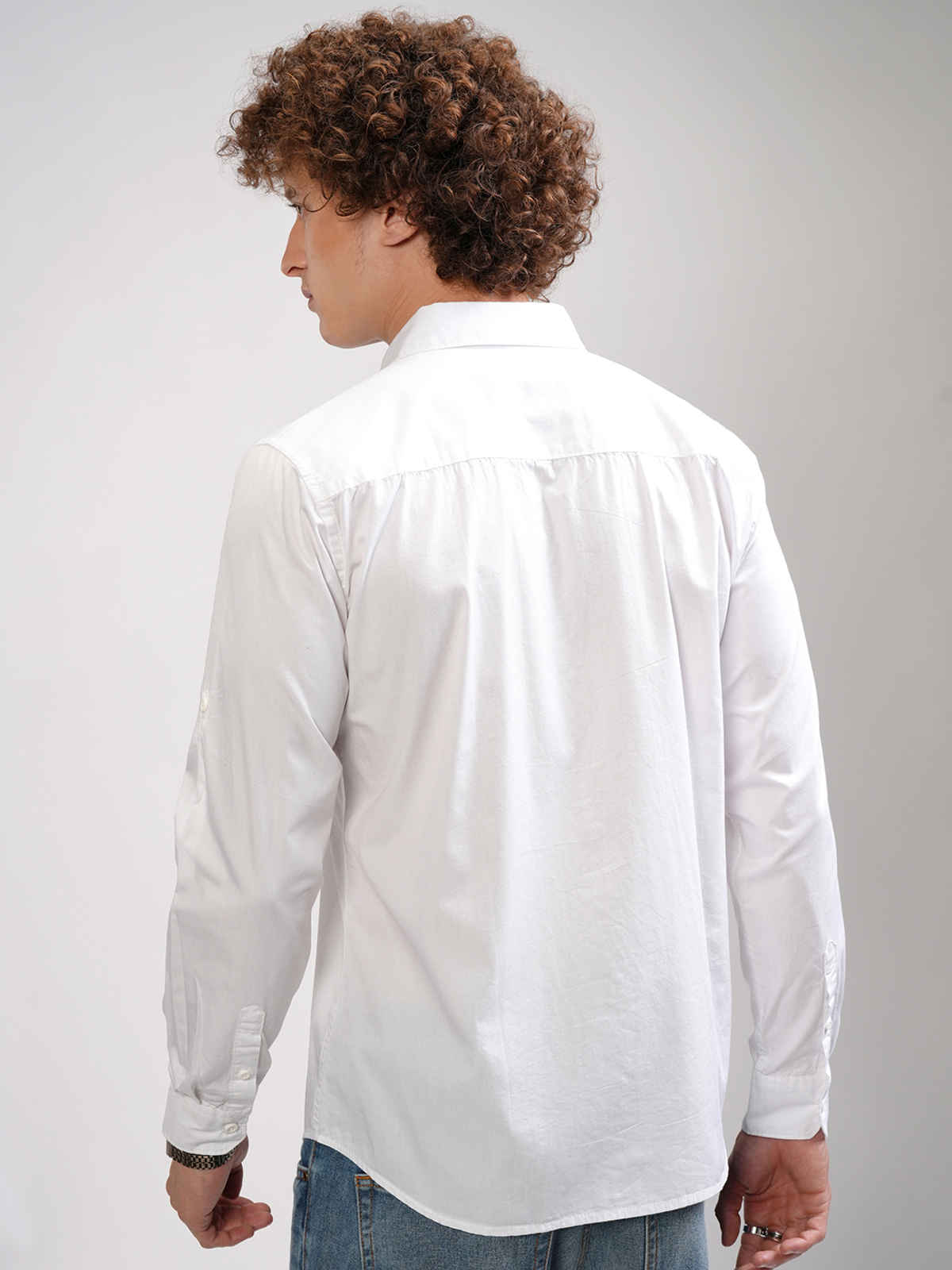 HIGHLANDER Men's Slim Fit Casual Shirt | White | L